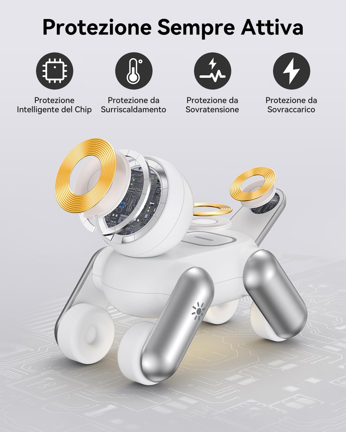 Detalle de Stazione di Ricarica MagSafe 3 in 1: ricarica simultanea per iPhone, Apple Watch e AirPods - design regolabile