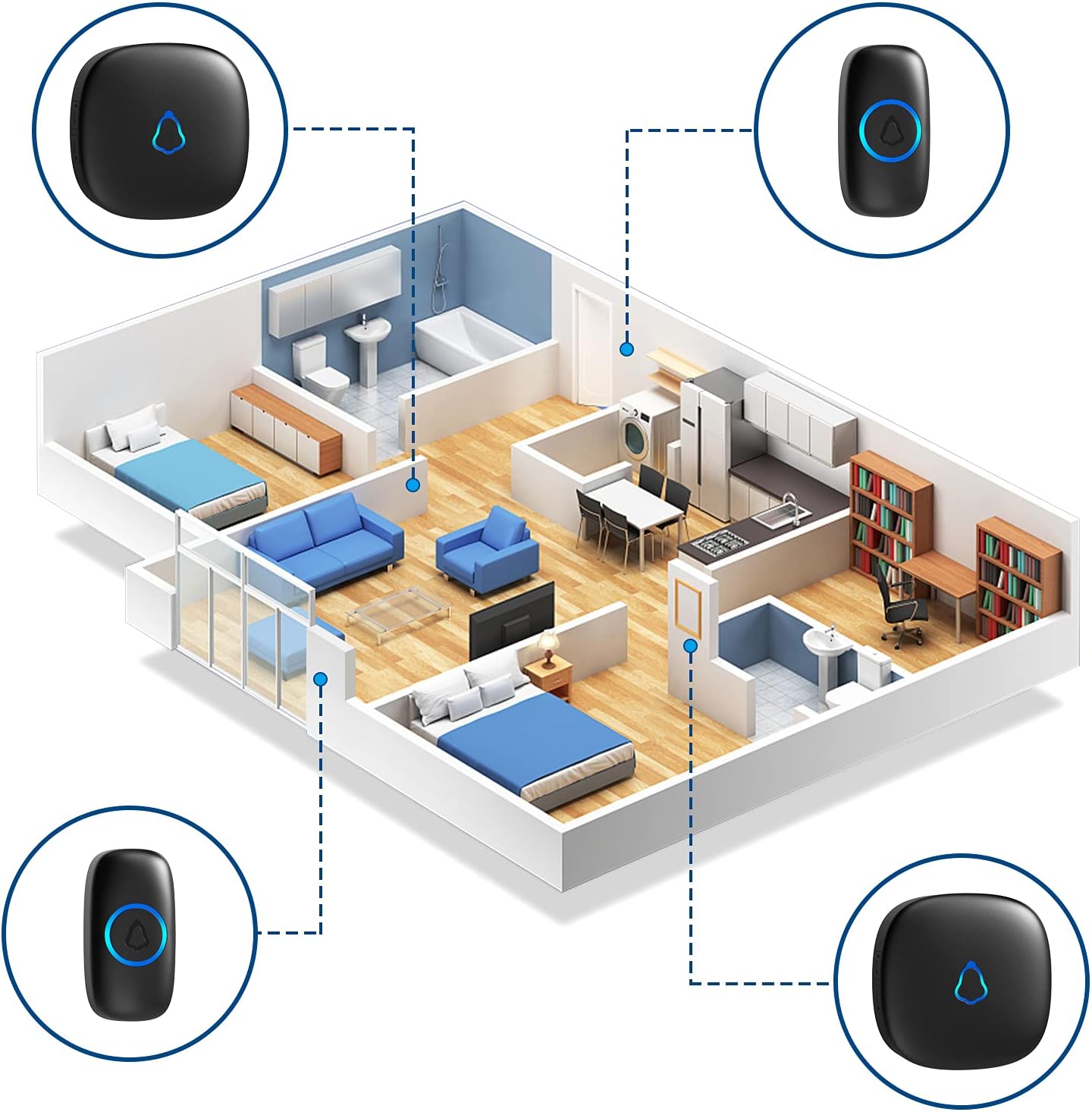 Detalle de SECRUI Wireless Doorbell: 300 m Range, 58 Chimes, Waterproof and Easy to Install