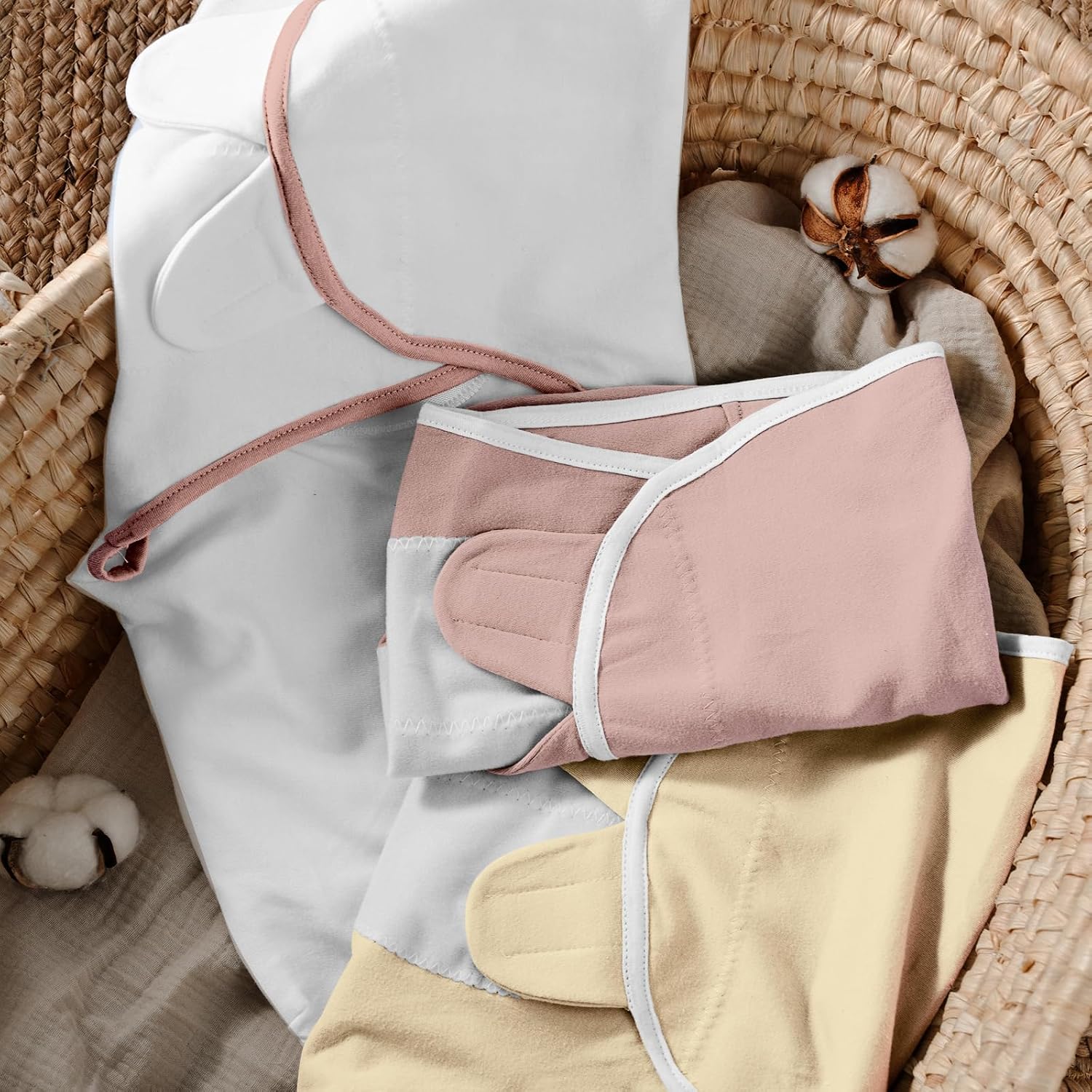 Detalle de GLLQUEN BABY Baby-Schlafsack im Wickel-Stil (0–3 Monate) aus 100% Bio-Baumwolle, Oeko-Tex 100, Unisex 3er Pack