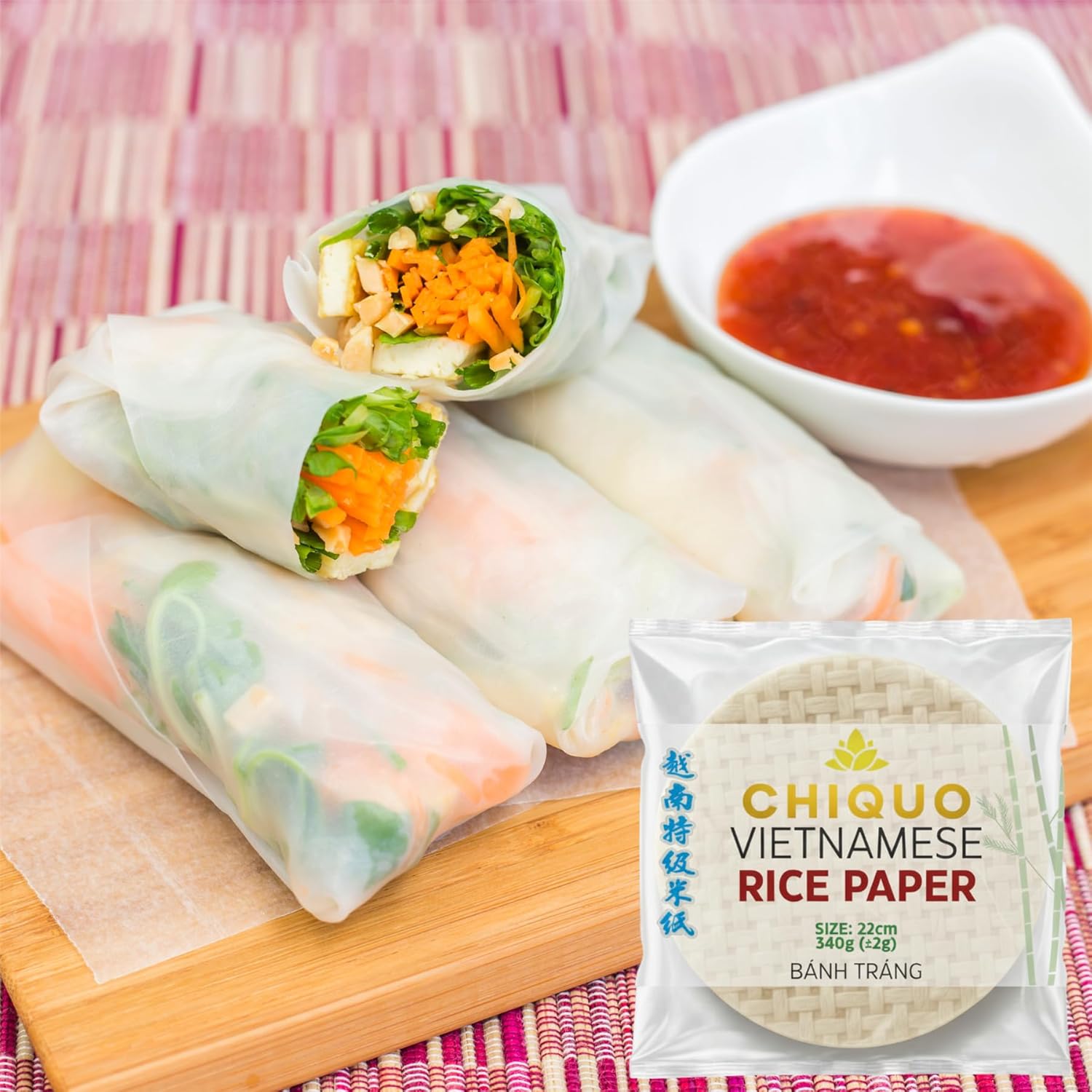Thumbnail 4 de Chiquo Vietnamese Rice Paper 22cm 340g – Pack of 3: Authentic Wrappers for Spring & Summer Rolls