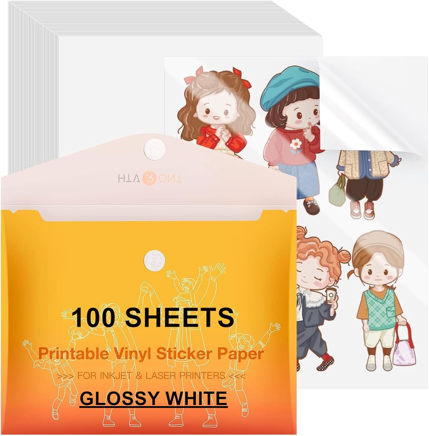 Detalle de HTVRONT Printable Vinyl Sticker Paper, 8.5 x 11 in, 100 Sheets, Glossy White