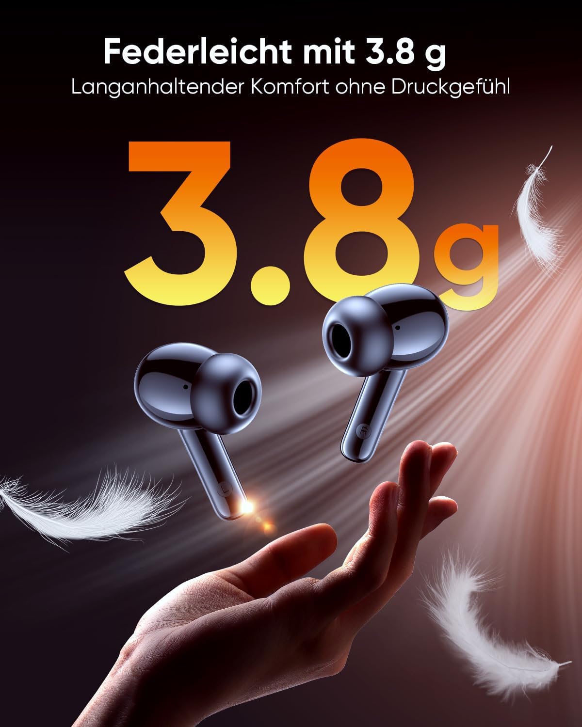 Thumbnail 6 de ZIUTY Bluetooth 5.3 In-Ear Kopfhörer mit 4 ENC Mikrofonen, 48 Std Spielzeit und IPX7 Sport-Schutz (schwarz)