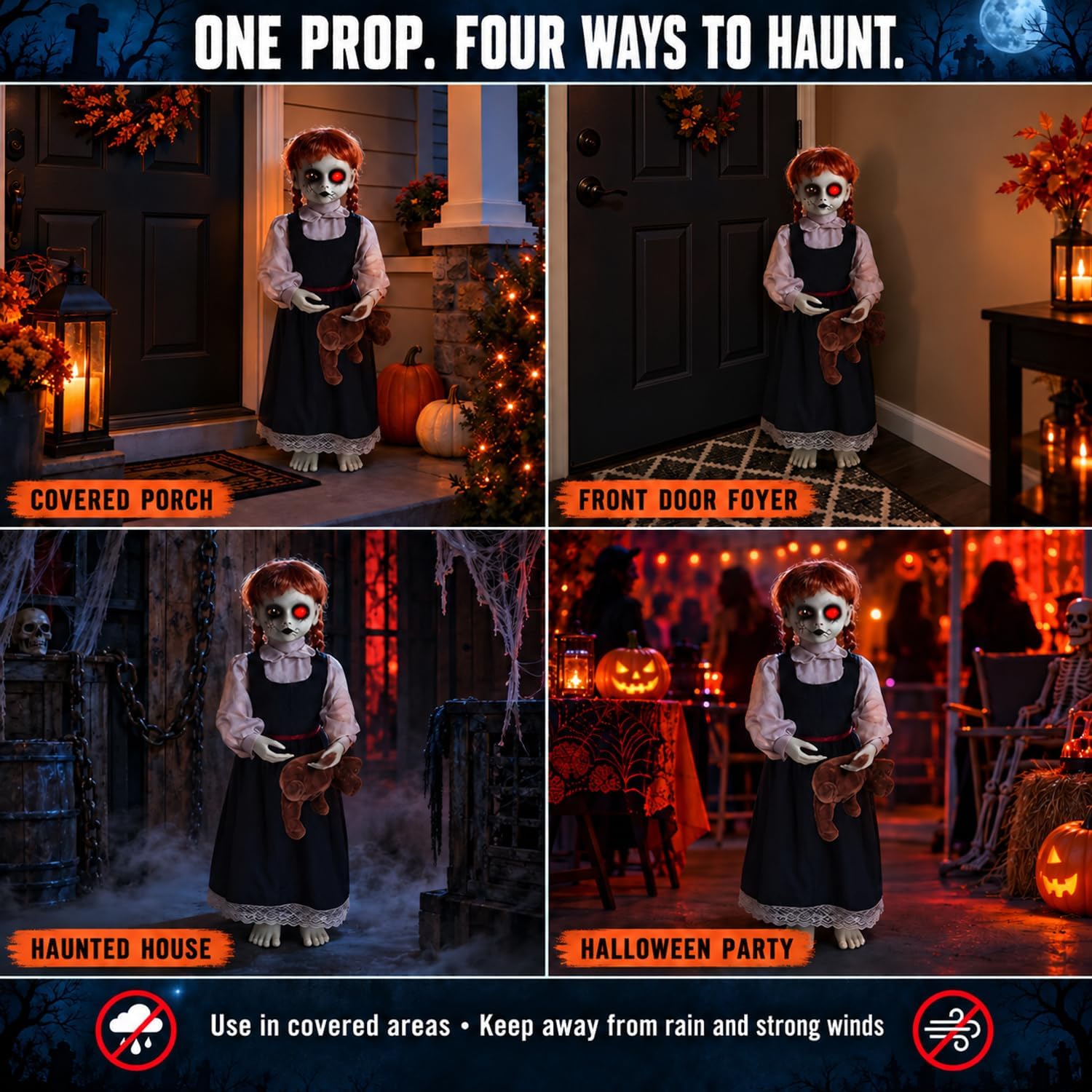 Thumbnail 5 de Quntis Halloween 0002 35-Inch Animated Haunted Girl Decoration