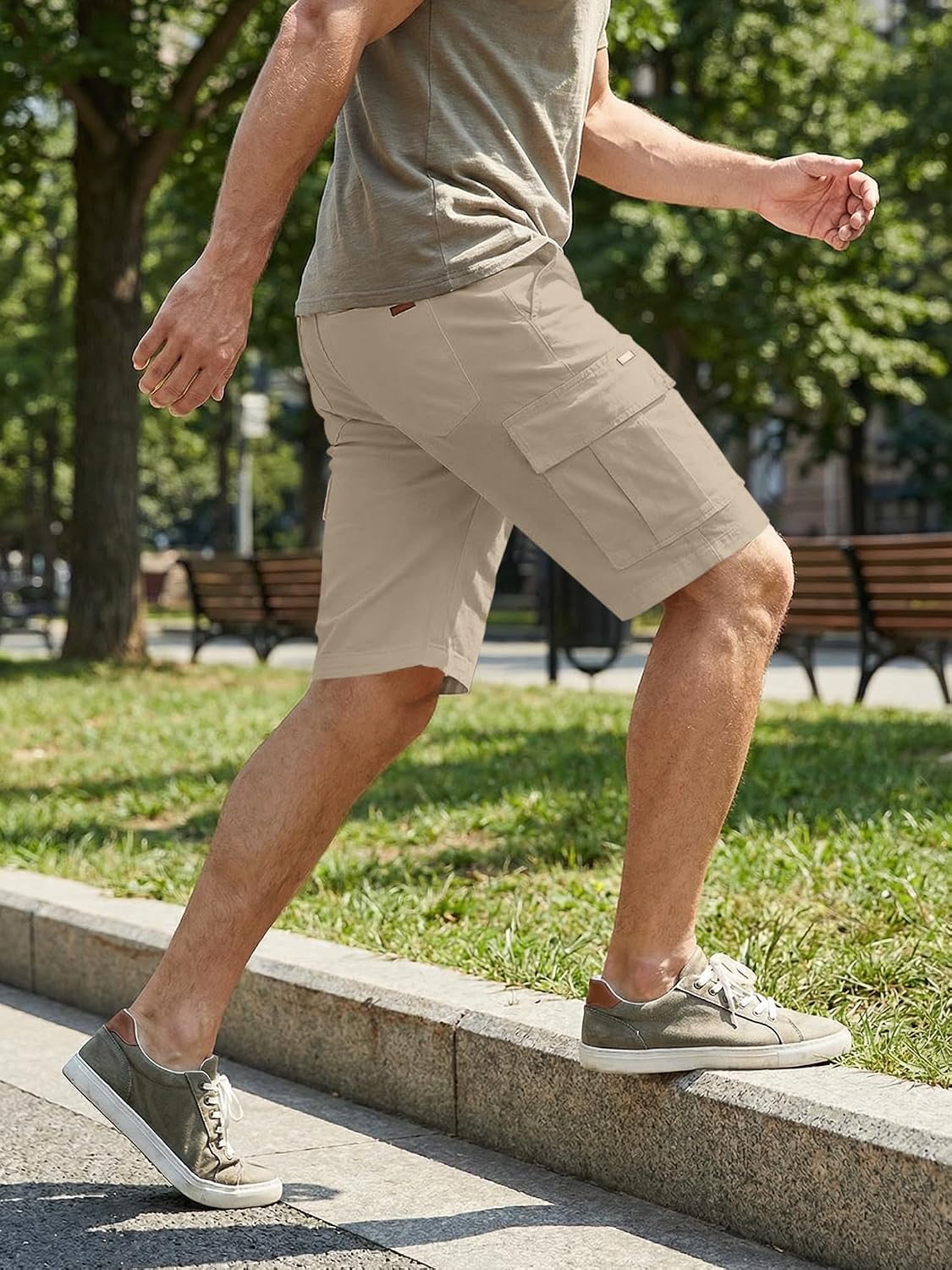 Detalle de JMIERR Mens Casual Cotton Twill Cargo Shorts with 6 Pockets
