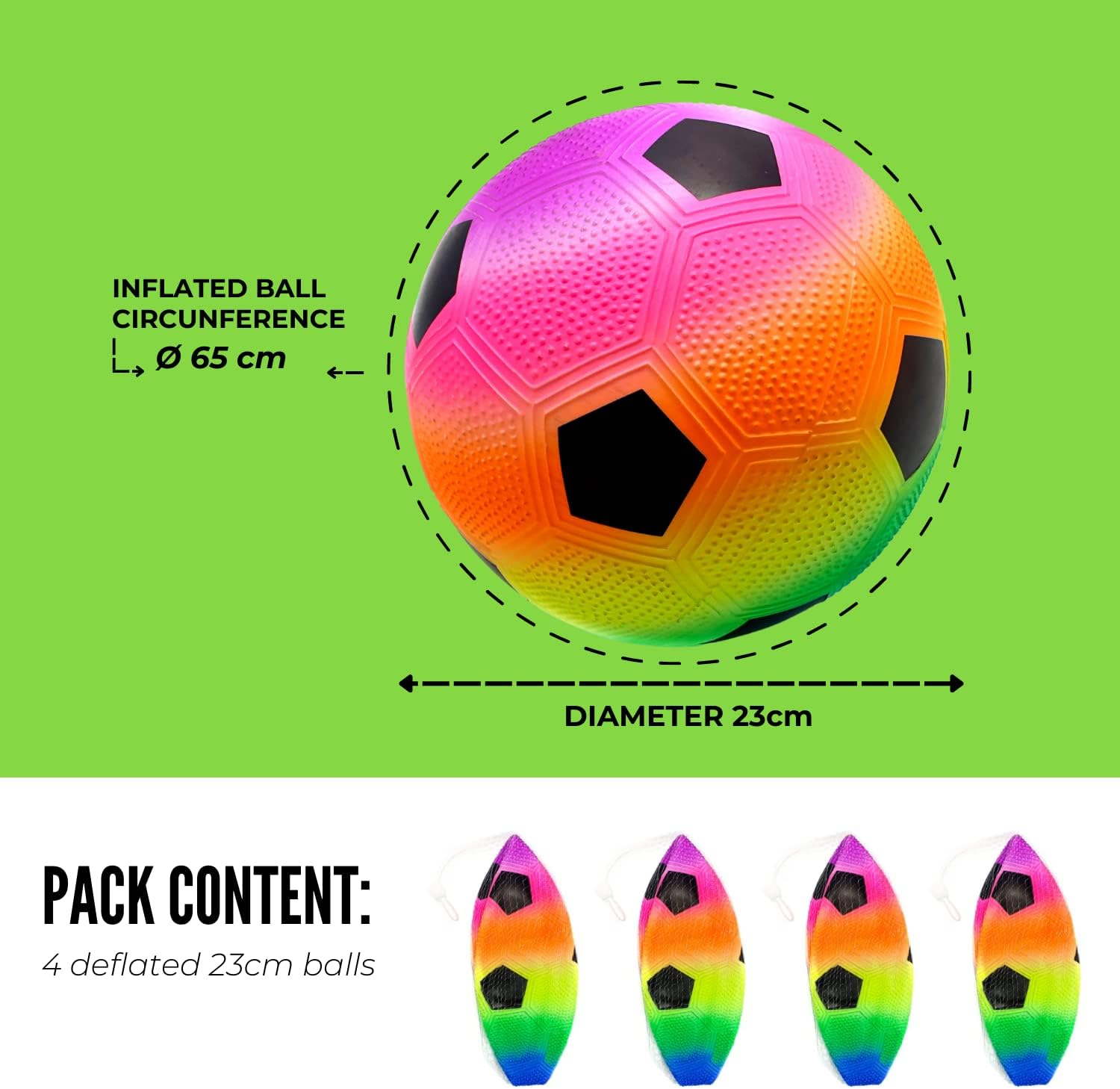 Detalle de MAGIC SELECT uppblåsbara leksaksbollar, 4-pack i PVC, 23 cm