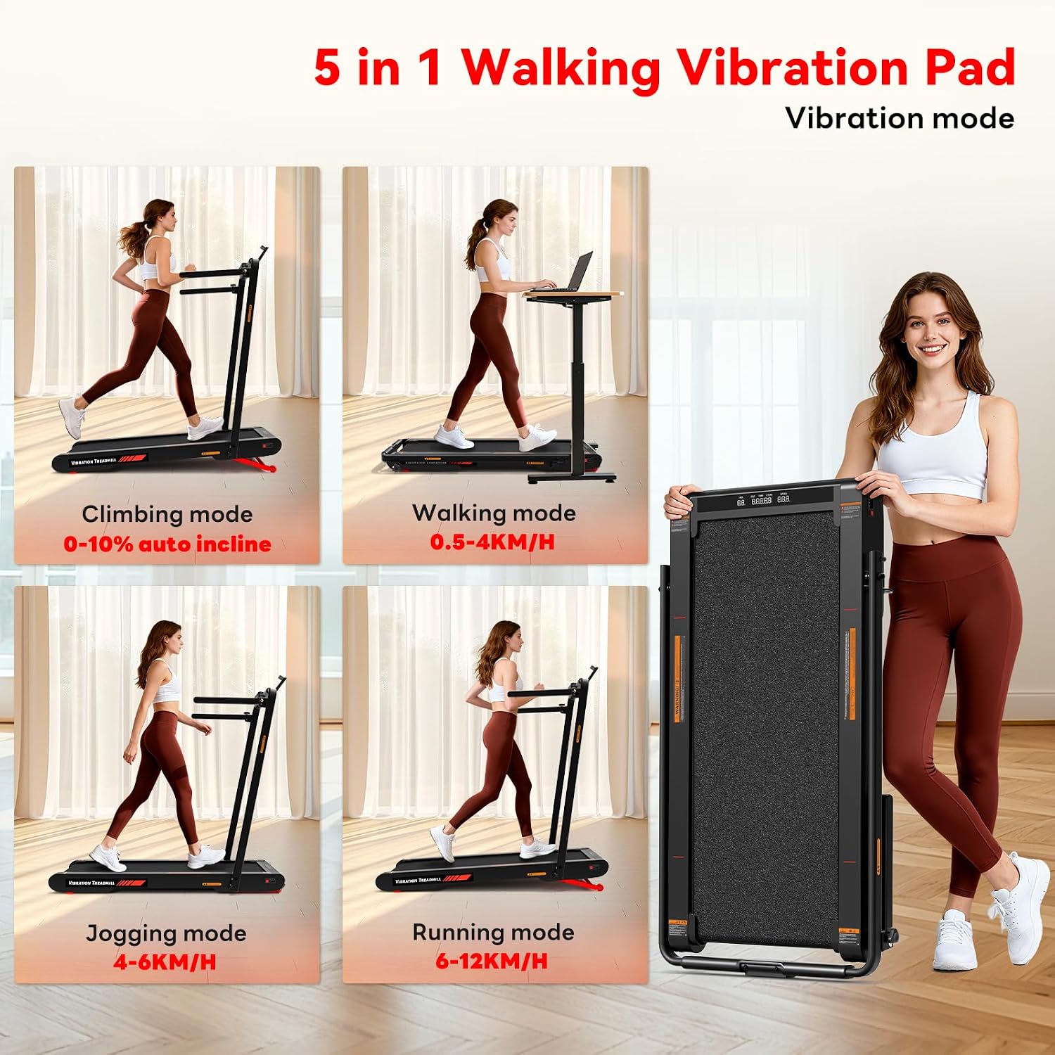 Thumbnail 3 de Lysole 4 in 1 Walking Vibration Pad (Under Desk Treadmill) with Auto Incline, Remote & App Control
