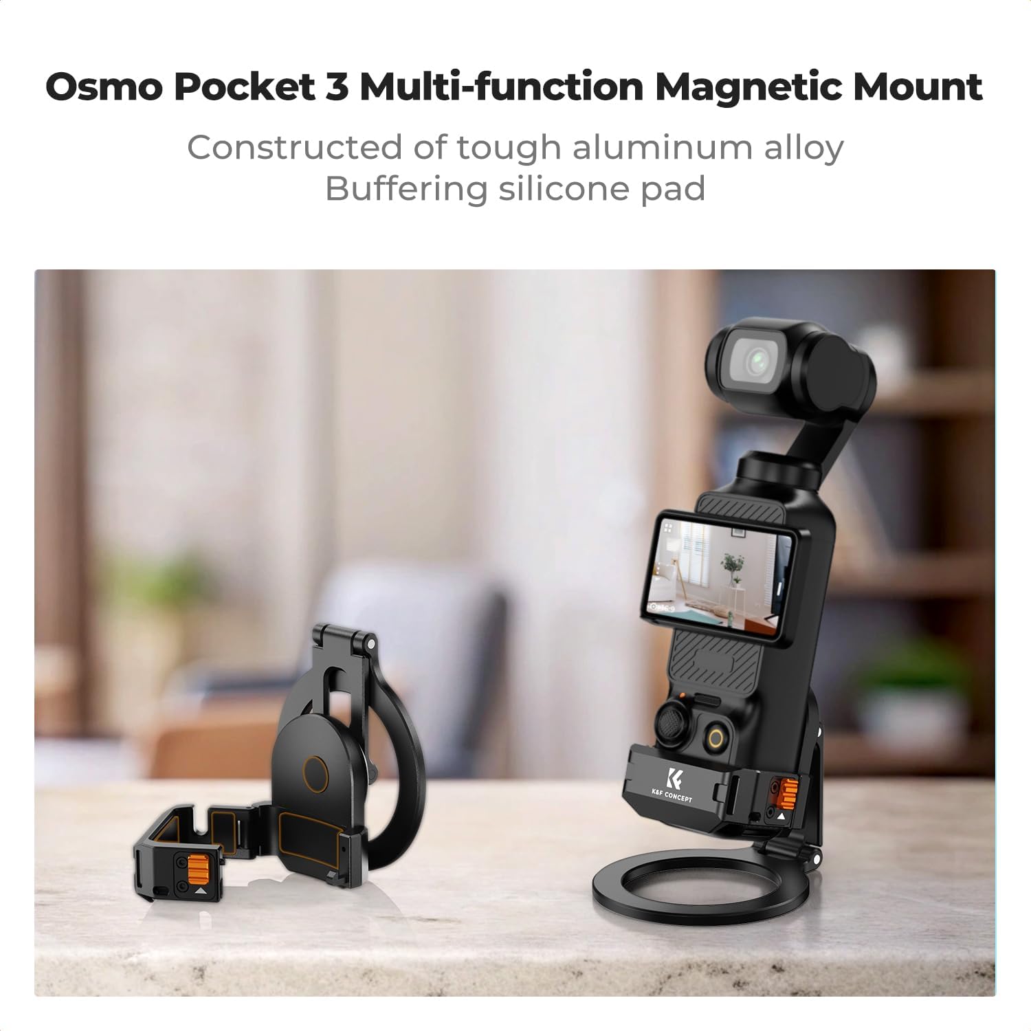 Thumbnail 2 de K&F CONCEPT magnetischer Halteständer für DJI Osmo Pocket 3 – Erweiterungsadapter mit 1/4”-Schraublöchern, Cold Shoe und 360°-Einstellung