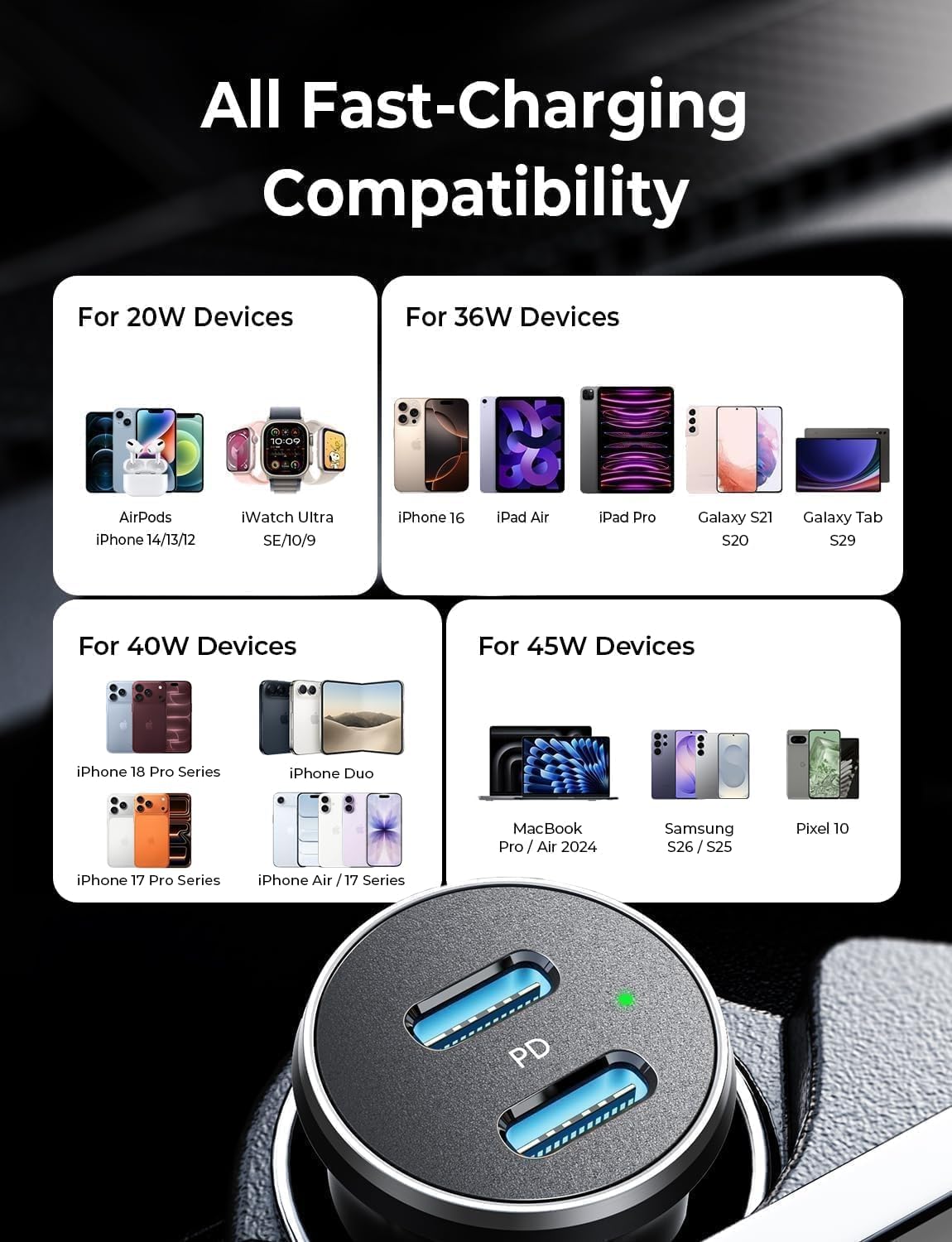 Thumbnail 5 de LISEN 90W USB C Car Charger 45W