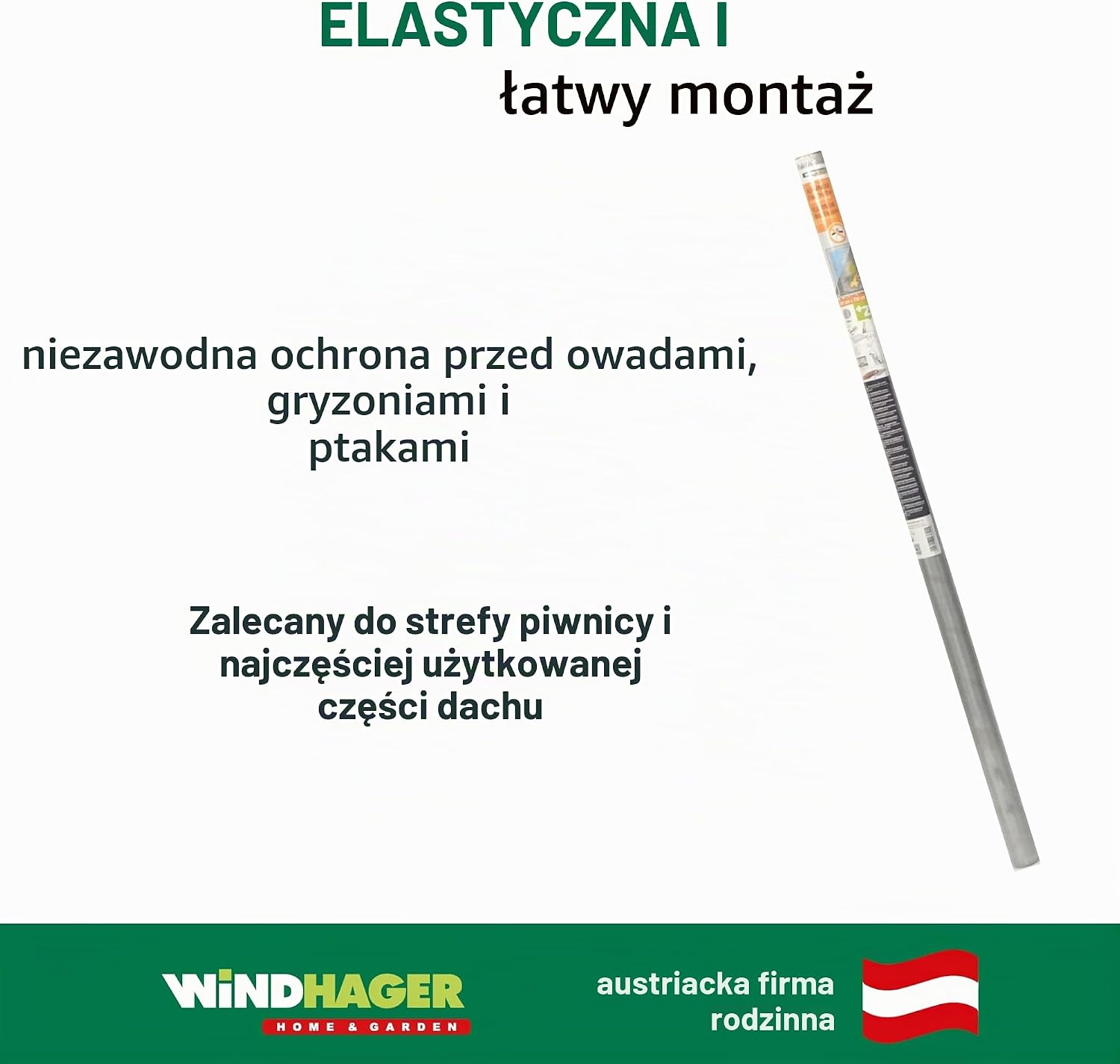 Detalle 1 de Windhager 03623 – aluminiowa siatka przeciw owadom 120 × 250 cm, oczka 1,2 × 1,3 mm