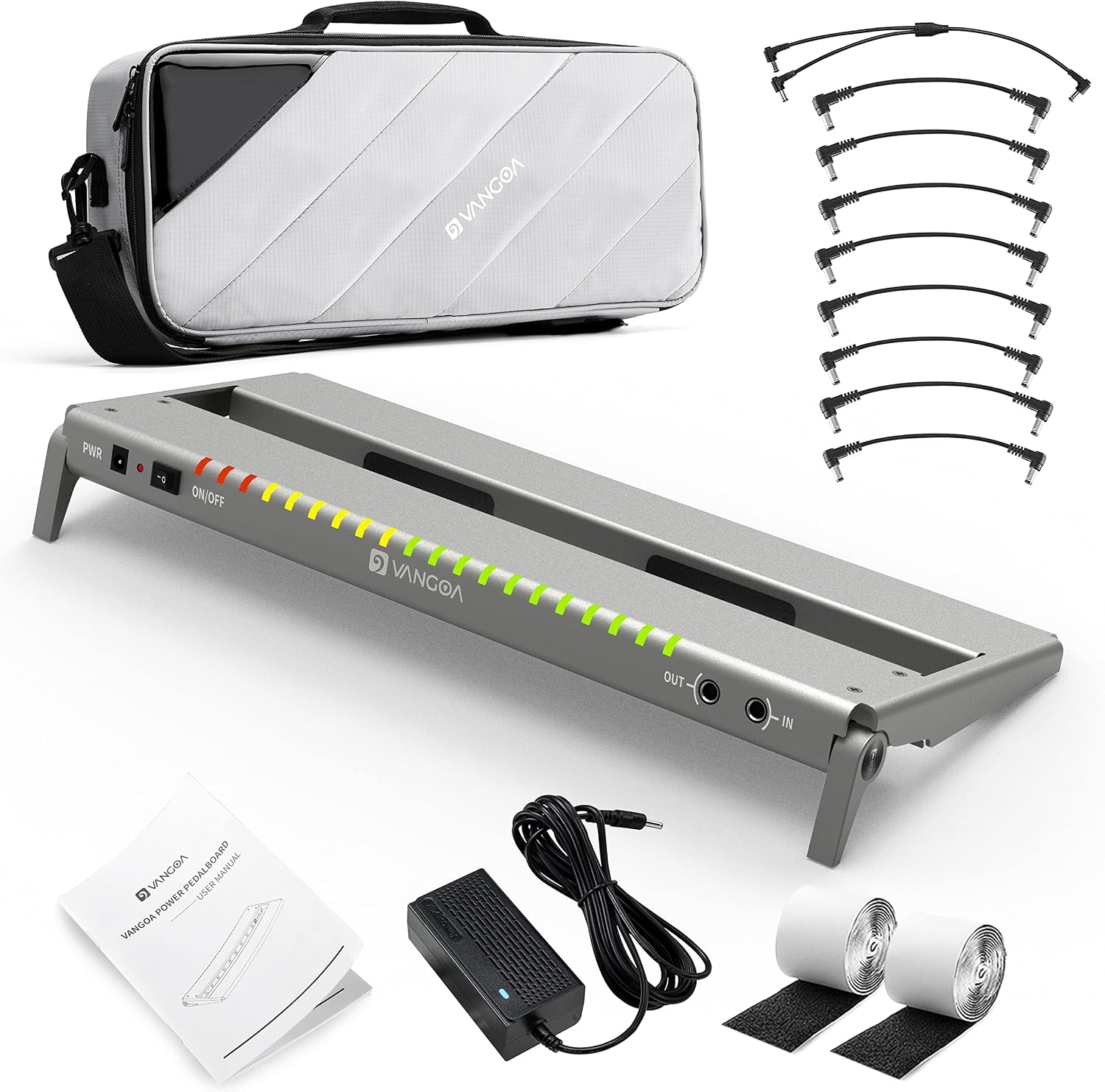 Detalle de Vangoa VPPD-S Guitar Pedal Board with 8 Isolated 9V Outputs and Foldable Legs