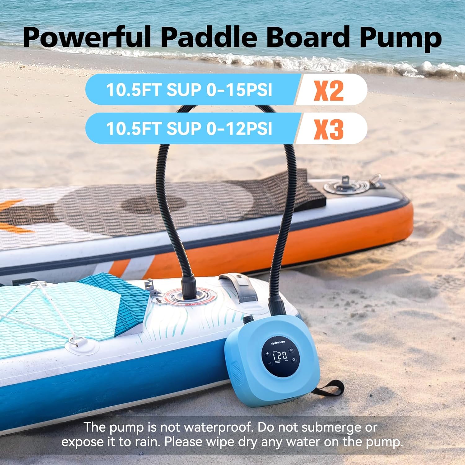 Thumbnail 2 de Hydrohero Electric Paddle Board Pump: Rechargeable 20 PSI Dual-Stage Inflation with Auto-Off