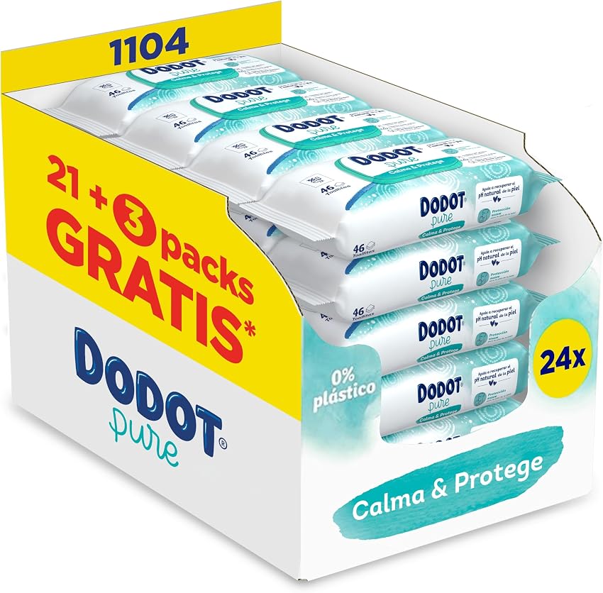 Detalle de Dodot Toallitas Pure Calma & Protege con Aloe Vera