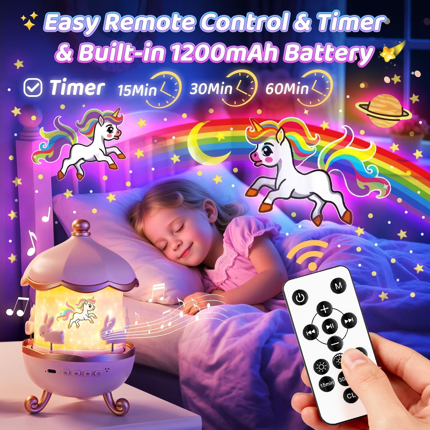 Thumbnail 3 de One Fire Night Light 1200mAh rechargeable kids projector