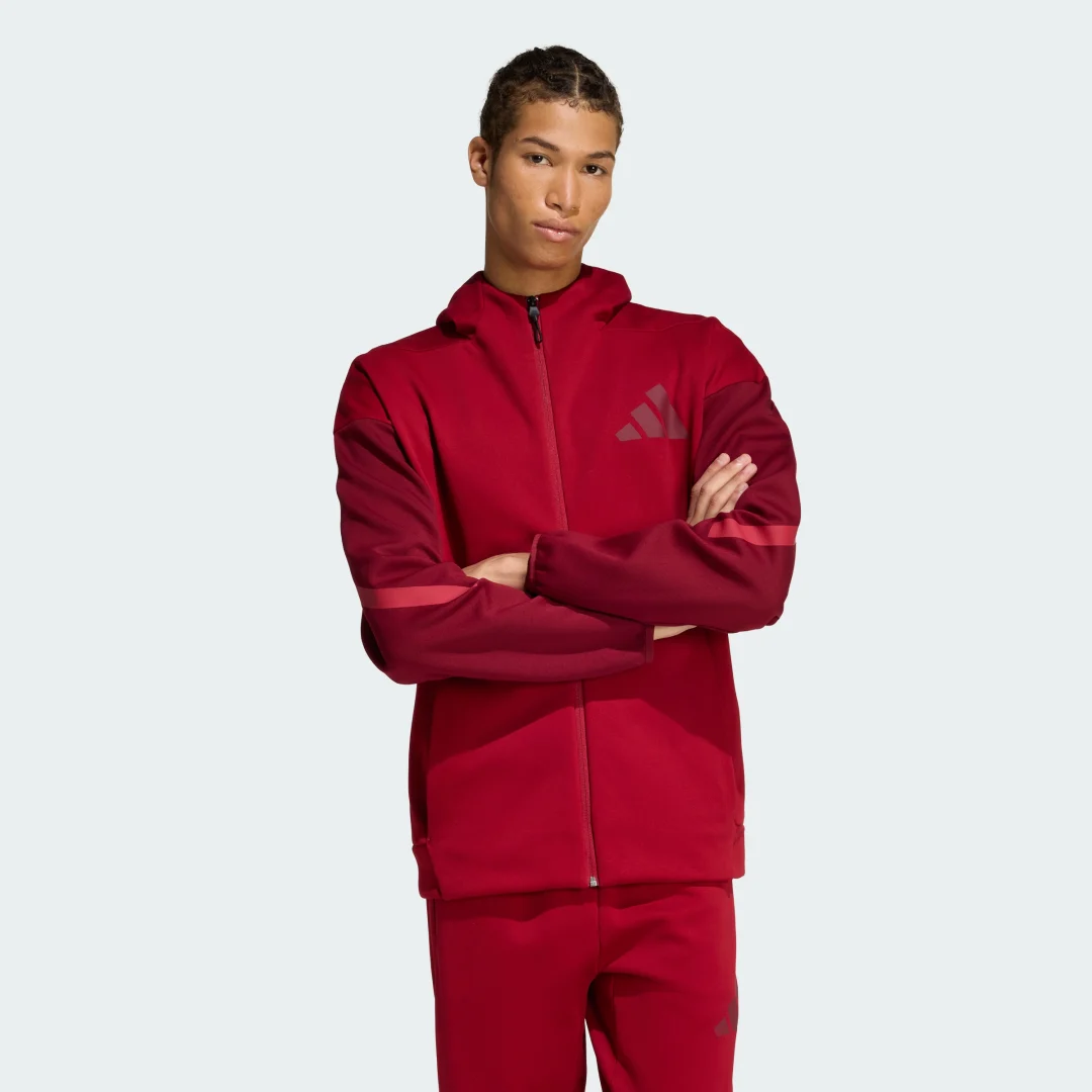 Detalle de Chaqueta deportiva con cremallera Z.N.E. de Adidas – Burgundy