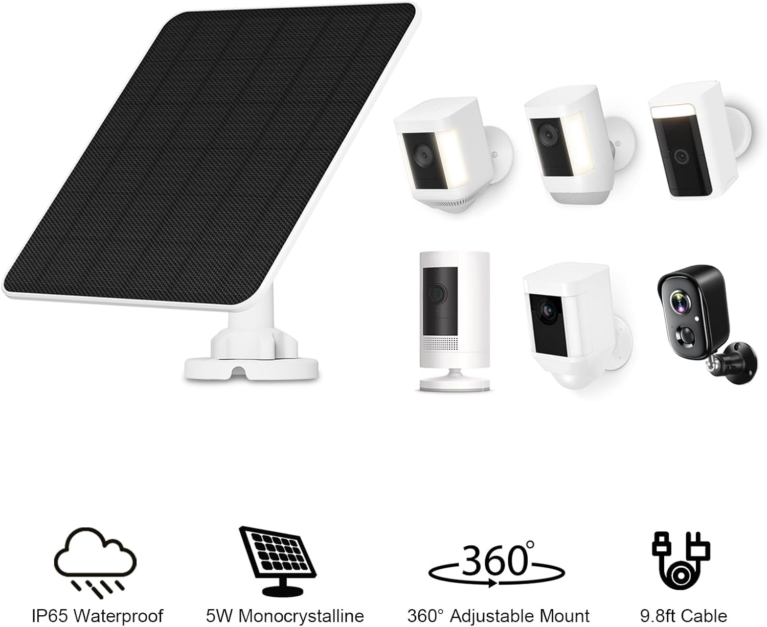 Thumbnail 5 de Solar Panel Charger for Ring Camera (5W) with 9.8 ft Cable, IP65 Waterproof