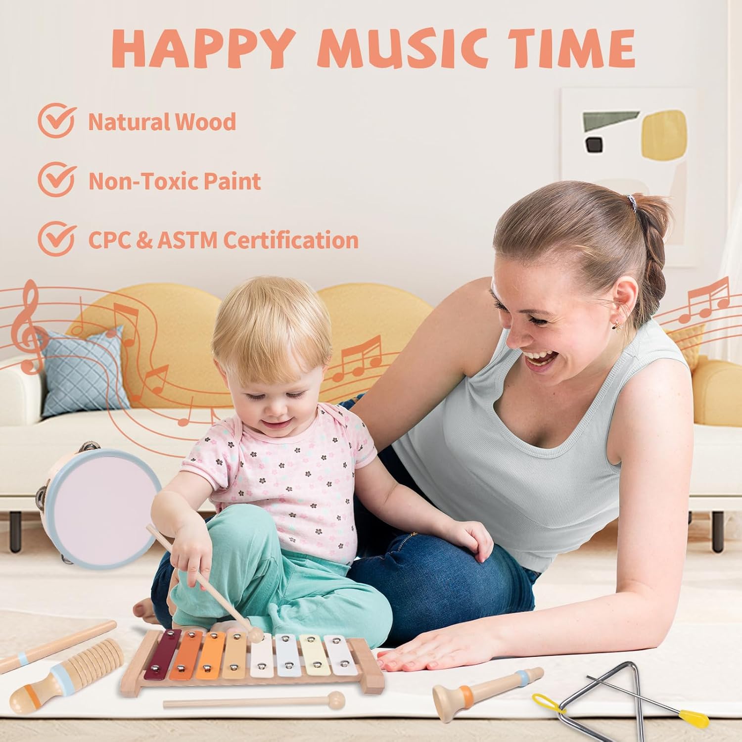 Thumbnail 3 de Baby Musical Instruments Set — Montessori Wooden 8-in-1 for Toddlers (Ages 1-3)