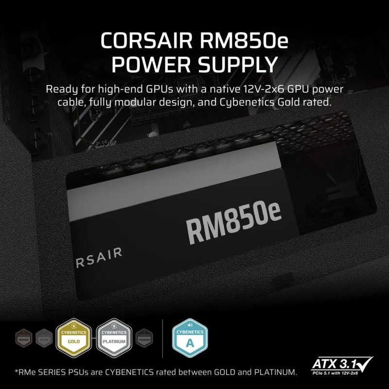 Detalle 2 de Corsair RM850e 850W ATX 3.1 modular ⚡