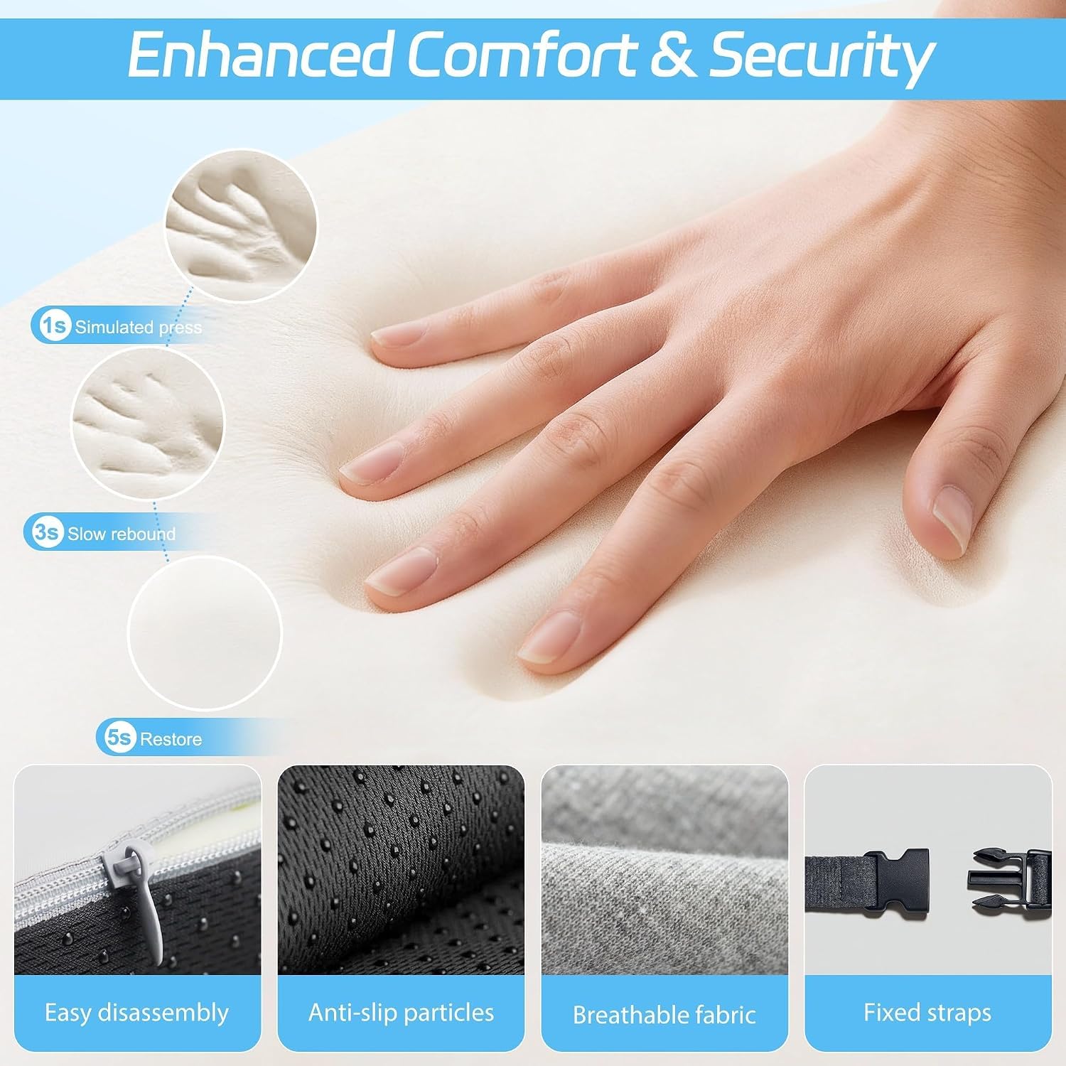 Thumbnail 5 de jpinlr L-Shaped Memory Foam Seat Cushion for Truck, Car, and Office Chairs