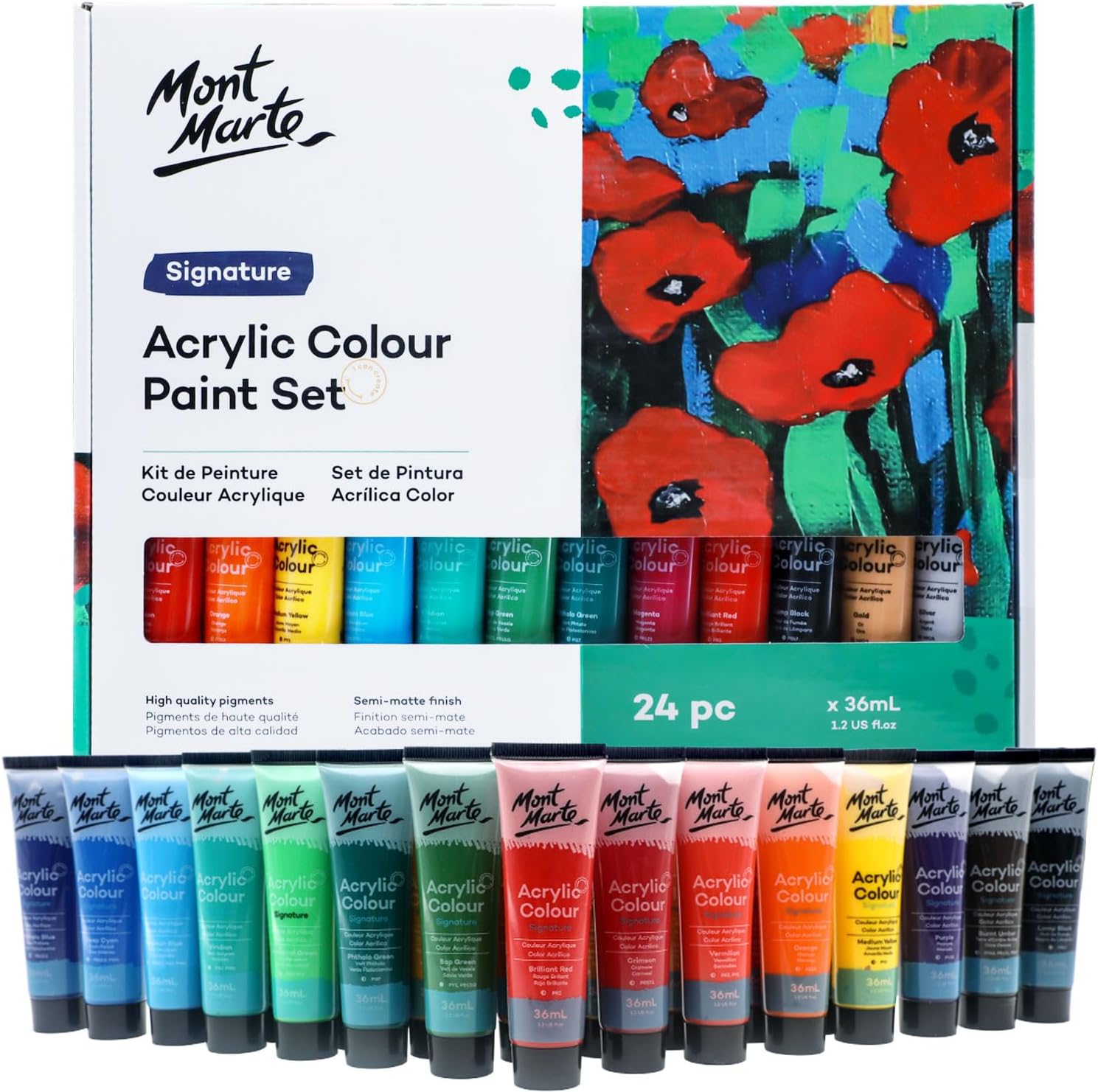 Detalle de MONT MARTE Acrylic Paint Set 24 Colours 36ml