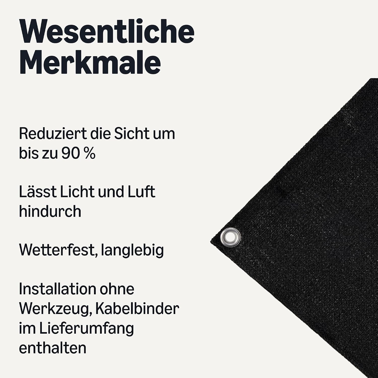 Detalle de Amazon Basics Sichtschutz-Zaun – Schwarz, 0,9 x 3 m, 1 Stück