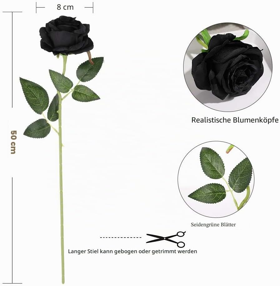 Thumbnail 6 de Tifuly 12 Stück künstliche Rosen mit langem Stiel, Seide, 50 cm – realistische Blumen für Hochzeit, Dekoration und Gestaltung