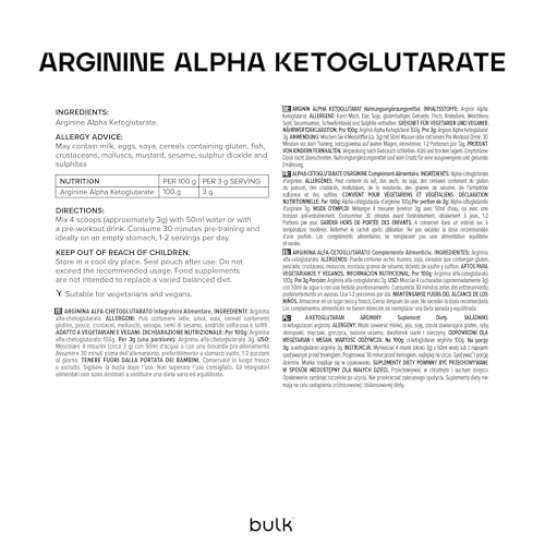 Detalle 2 de Bulk Arginina Alfa-Cetoglutarato 3000 mg 💪 500g, 166 Dosis