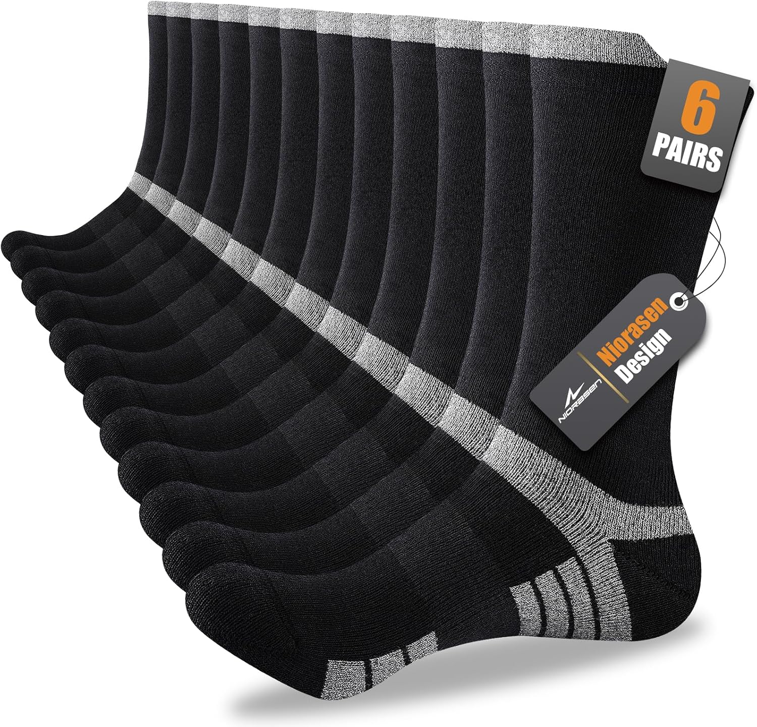 Detalle de Niorasen Men's Crew Socks 78.6% Cotton