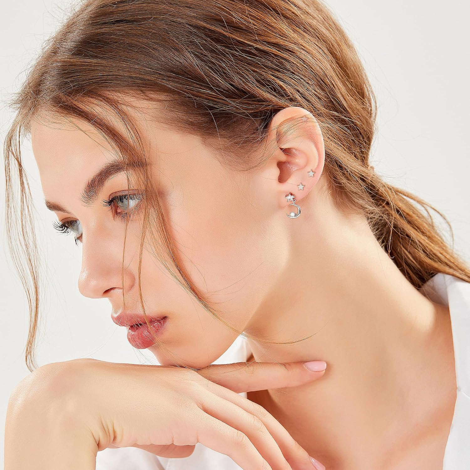 Thumbnail 6 de ZDE Flat-Back Earrings, Titanium