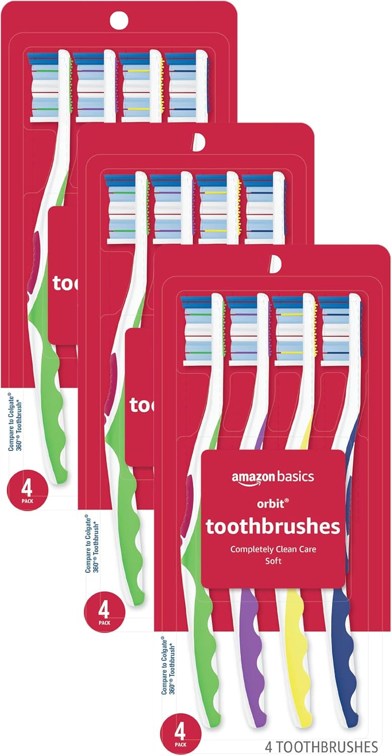 Thumbnail 6 de Amazon Basics Orbit Toothbrushes (Soft Bristles), Full Size, 4 Count – Assorted Colors