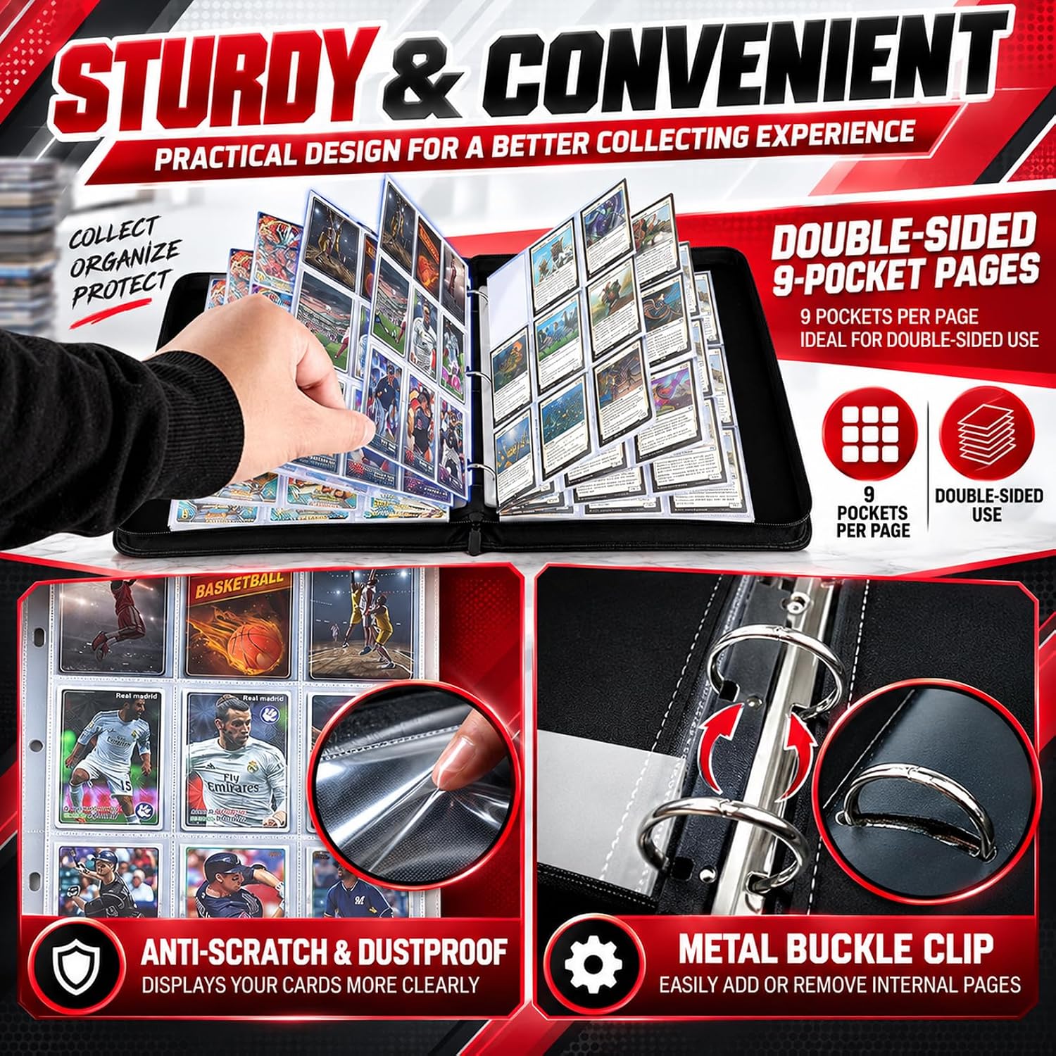 Detalle 2 de MYTCG meng-1008 Trading Card Binder, 9-Pocket, 56 Removable Pages