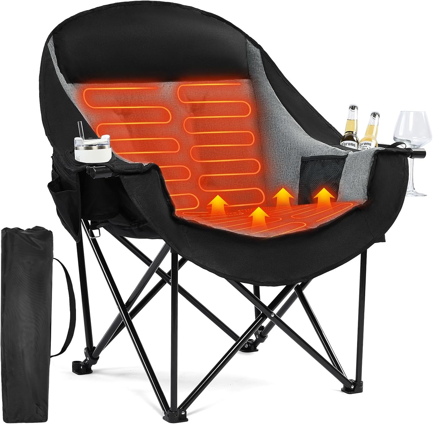 Detalle de PUVASIA PW-RC739E-HS1 Heated Oversized Camping Chair with Dual-Zone Heating