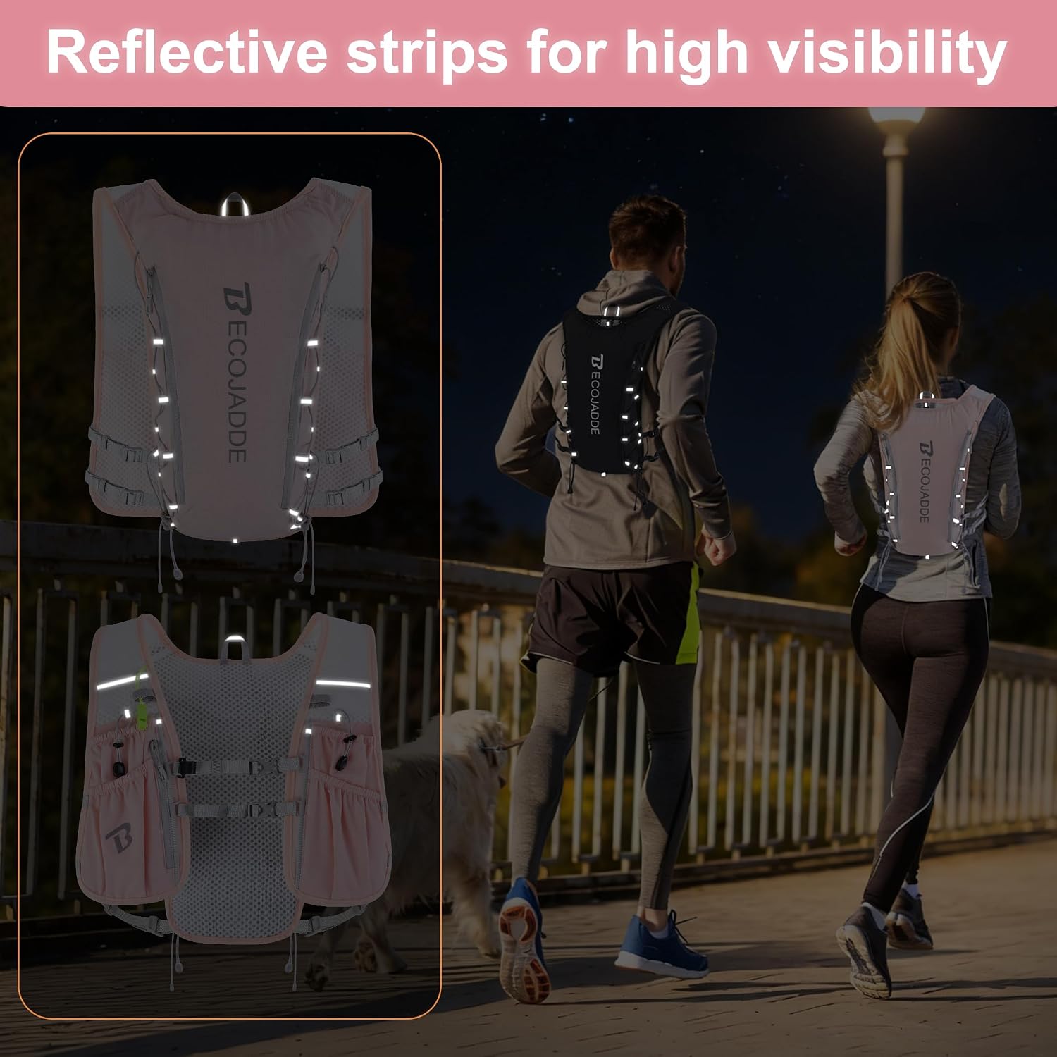 Detalle 2 de BECOJADDE 6L Running Vest with 2L Hydration Bladder and 8 Pockets