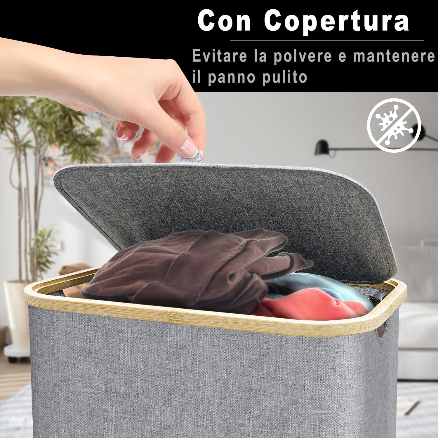 Detalle de capocica Cesto Portabiancheria 100L
