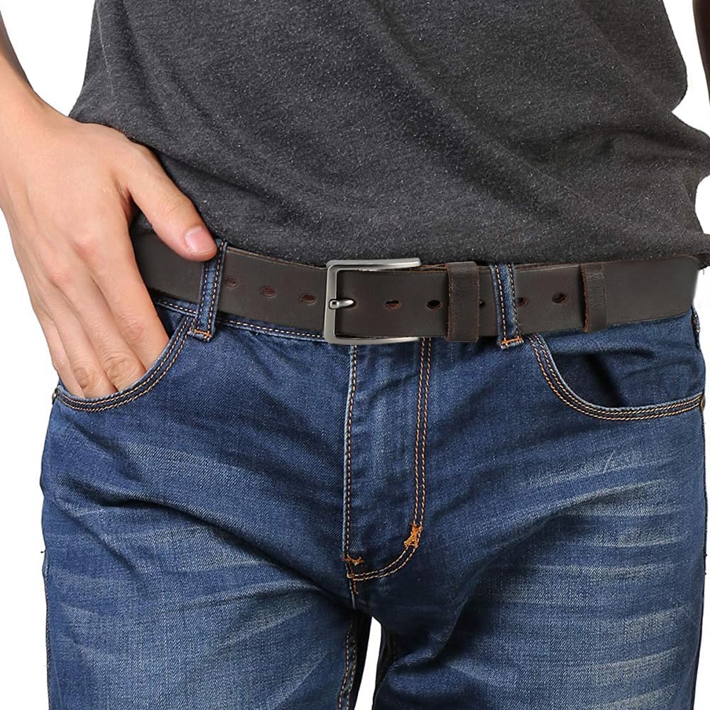 Detalle de DOOPAI Herren-Gürtel aus Vollleder – Casual/Arbeitsgürtel mit einstellbarer Länge