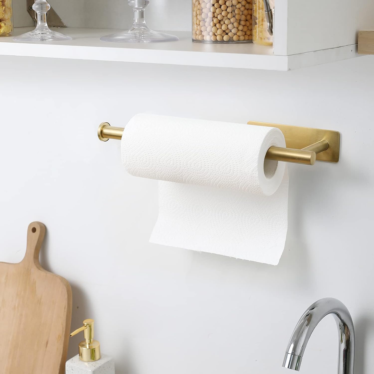 Thumbnail 6 de theaoo SUS304 Stainless Steel Paper Towel Holder (Matte Black) — Adhesive Under-Cabinet or Wall Mounted Rack