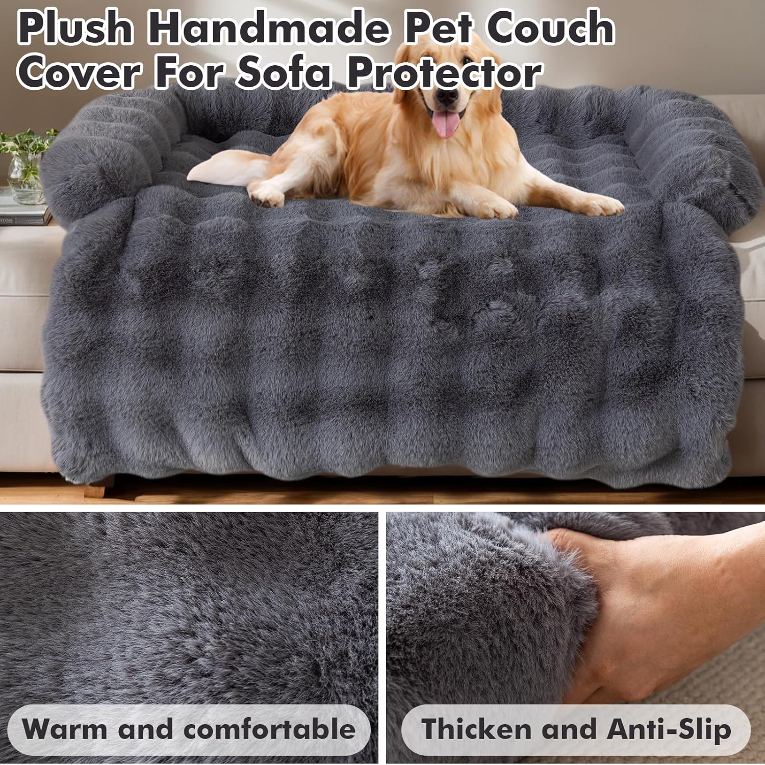 Thumbnail 3 de TOPCHANCES Dog Bed Cover / Pet Couch Cover for Sofa (Dark Gray, 90×90cm)