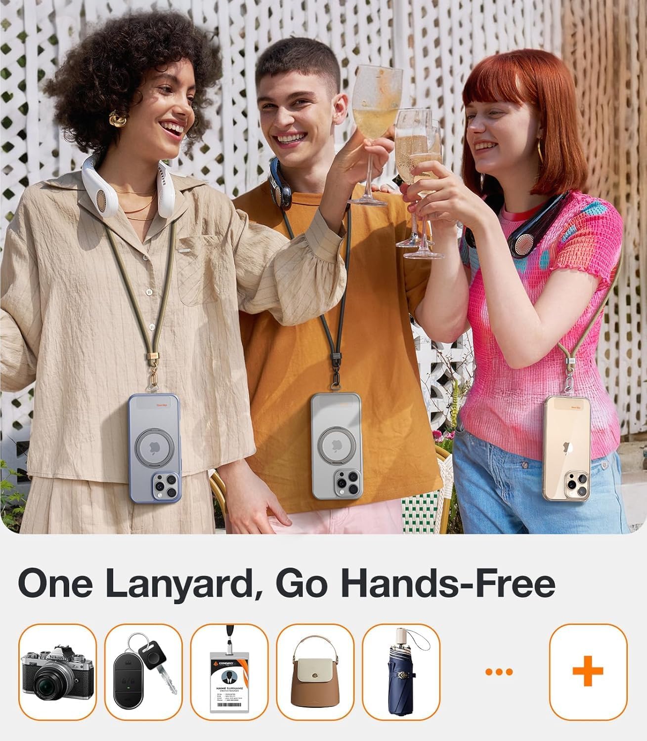 Thumbnail 6 de TORRAS Phone Lanyard Crossbody with 2 Phone Tabs and Anti-Theft Adjustable Strap (Beige)