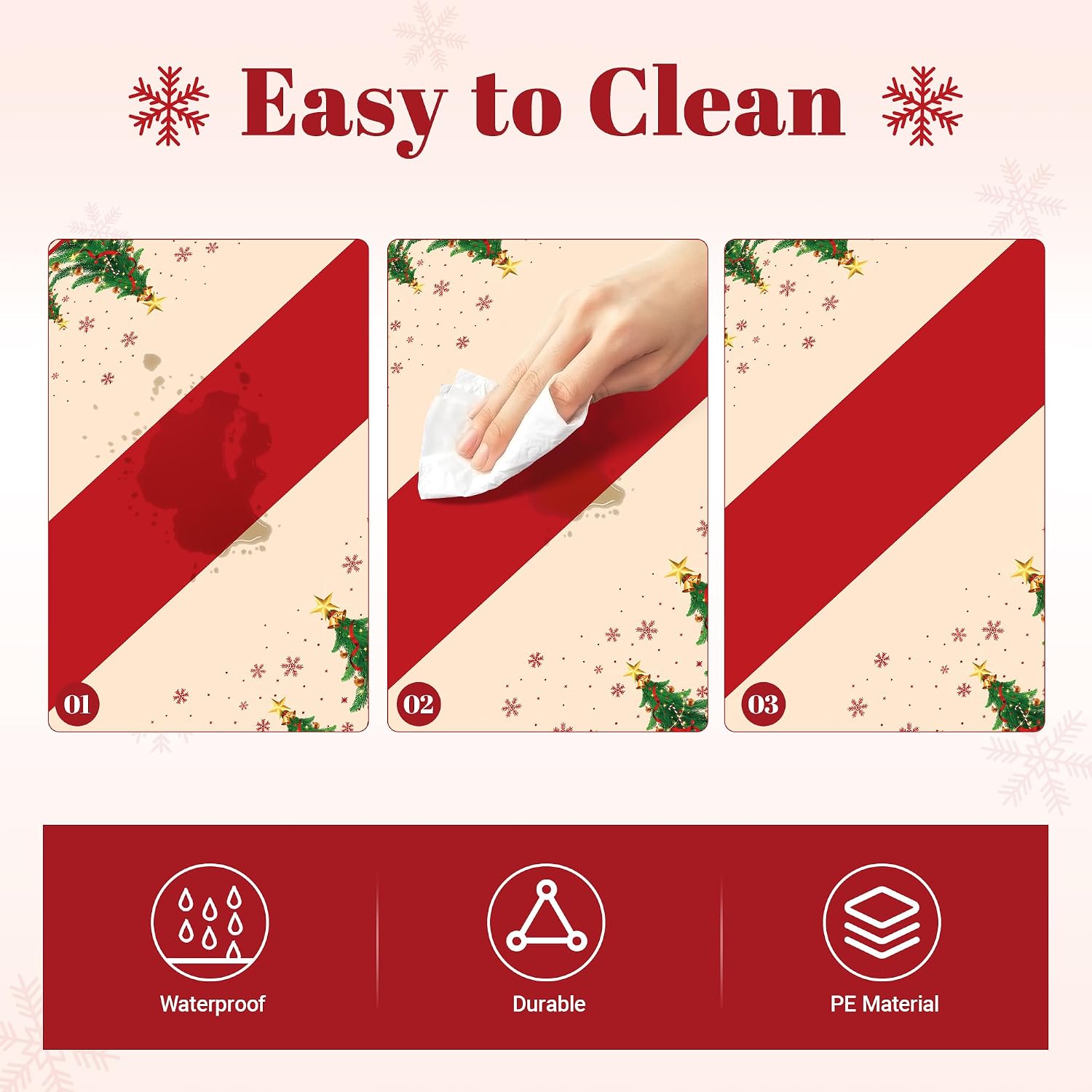 Detalle de Childom disposable Christmas tablecloths, 54 x 108 inches