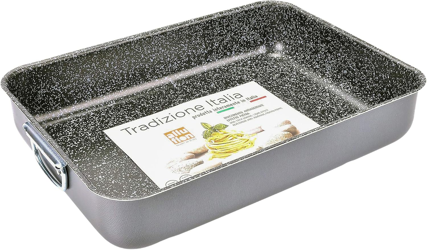 Detalle 1 de ALLUFLON Tradition Italy aluminiowe naczynie do lasagne, czarne, 42 × 29,5 × 7,5 cm