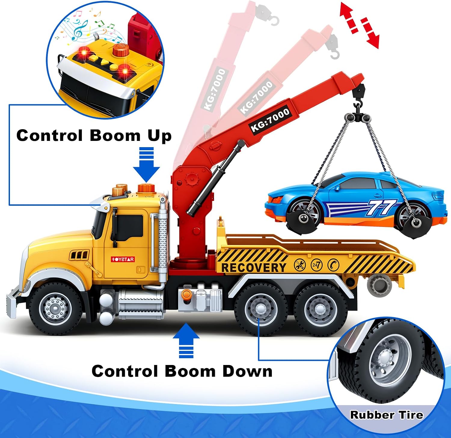 Detalle 2 de 15-Inch Tow Truck Toy with Lights