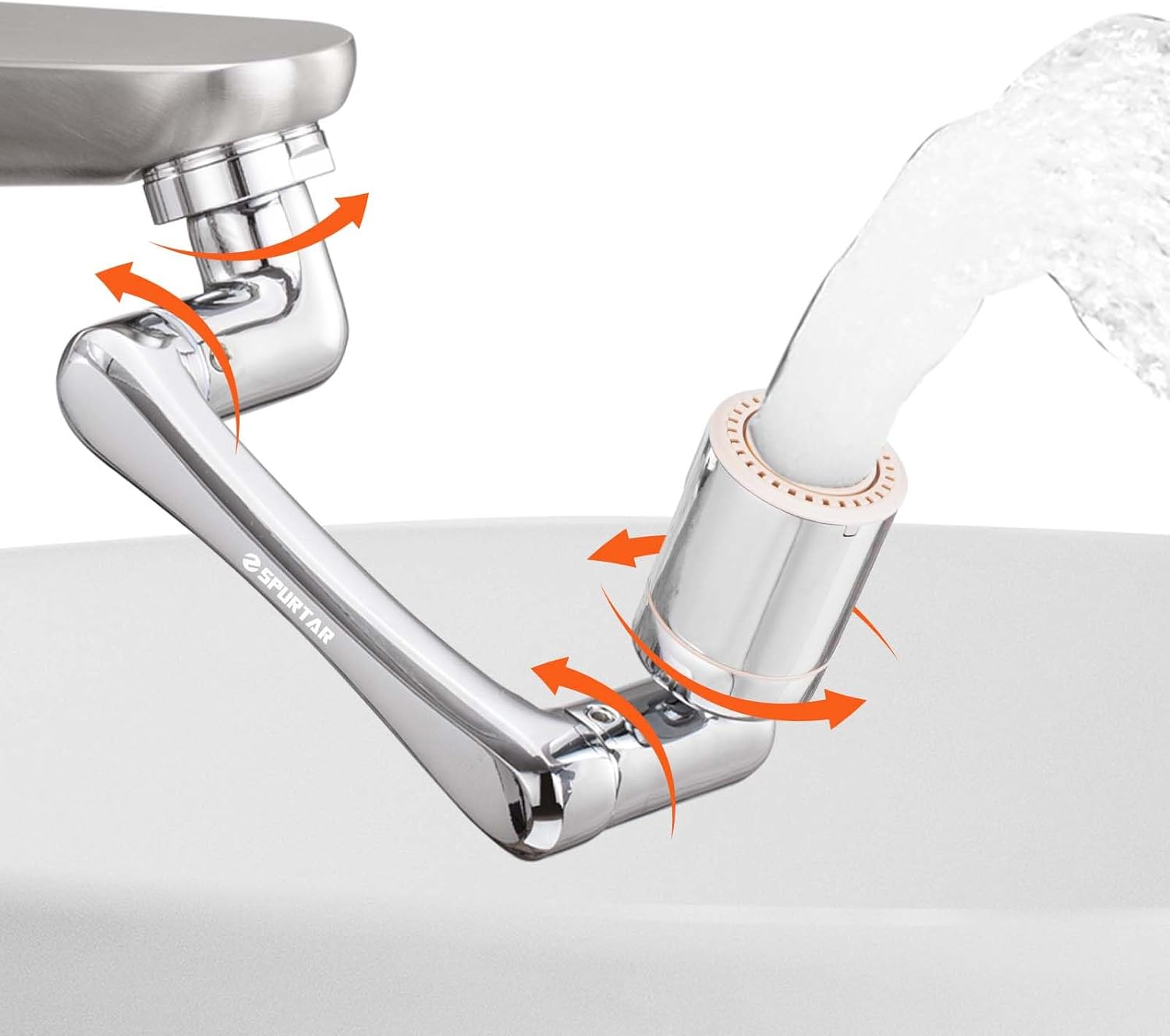 Detalle de Spurtar Bad Wasserhahn Aufsatz Drehbarer Verlängerungsschlauch – 1440° Schwenkbar, Wasserersparnis, M20/M22/M24