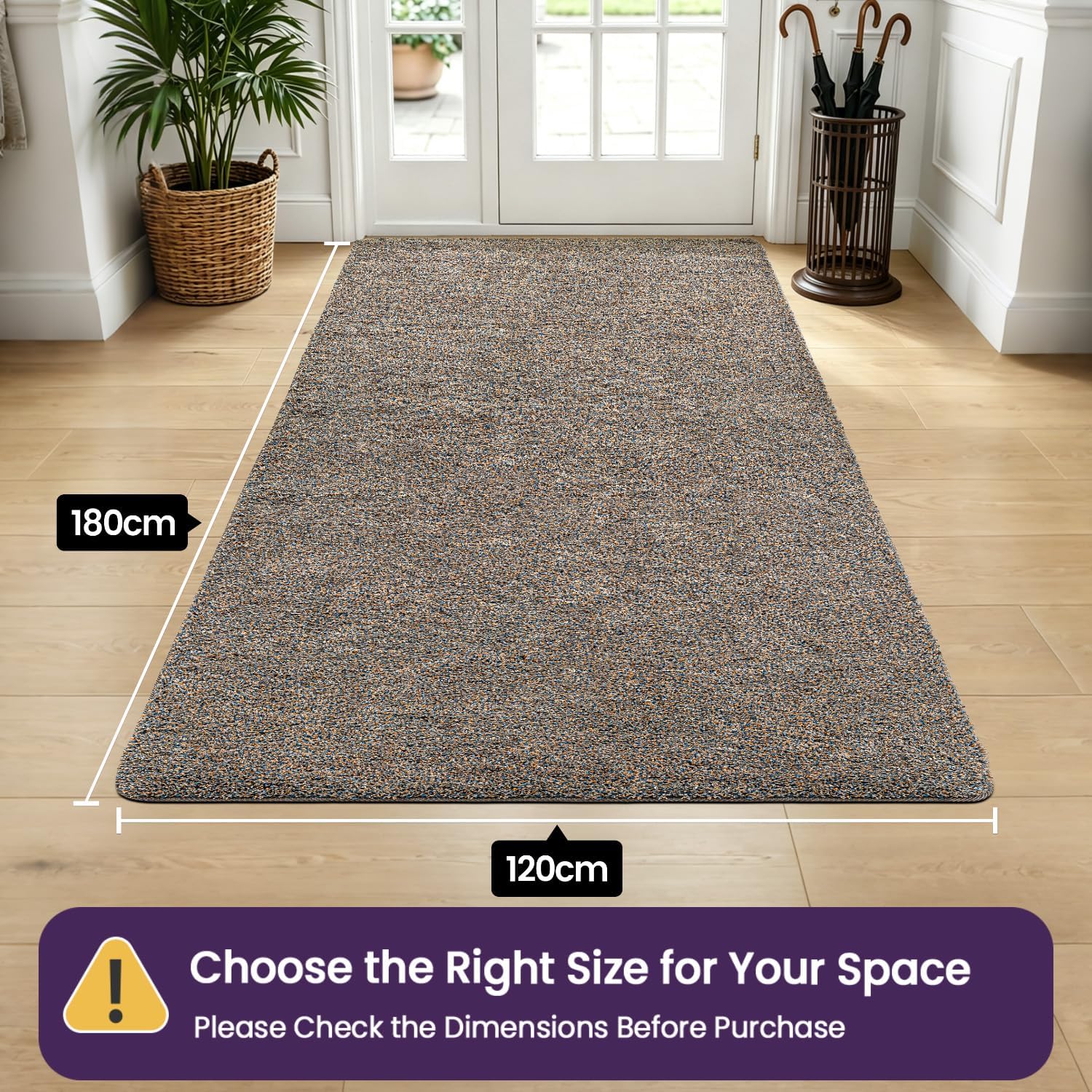 Thumbnail 1 de DEXI Dirt Trapper Indoor Doormat 120 x 180 cm (Brown-Blue) with Non-Slip Backing
