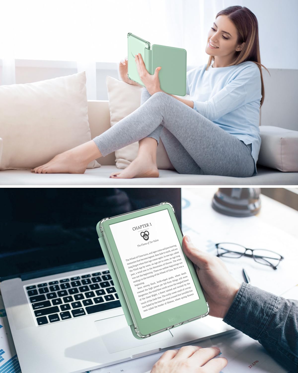 Thumbnail 6 de MoKo-hoes voor Kindle 11e generatie 6 inch, met transparante TPU-achterkant