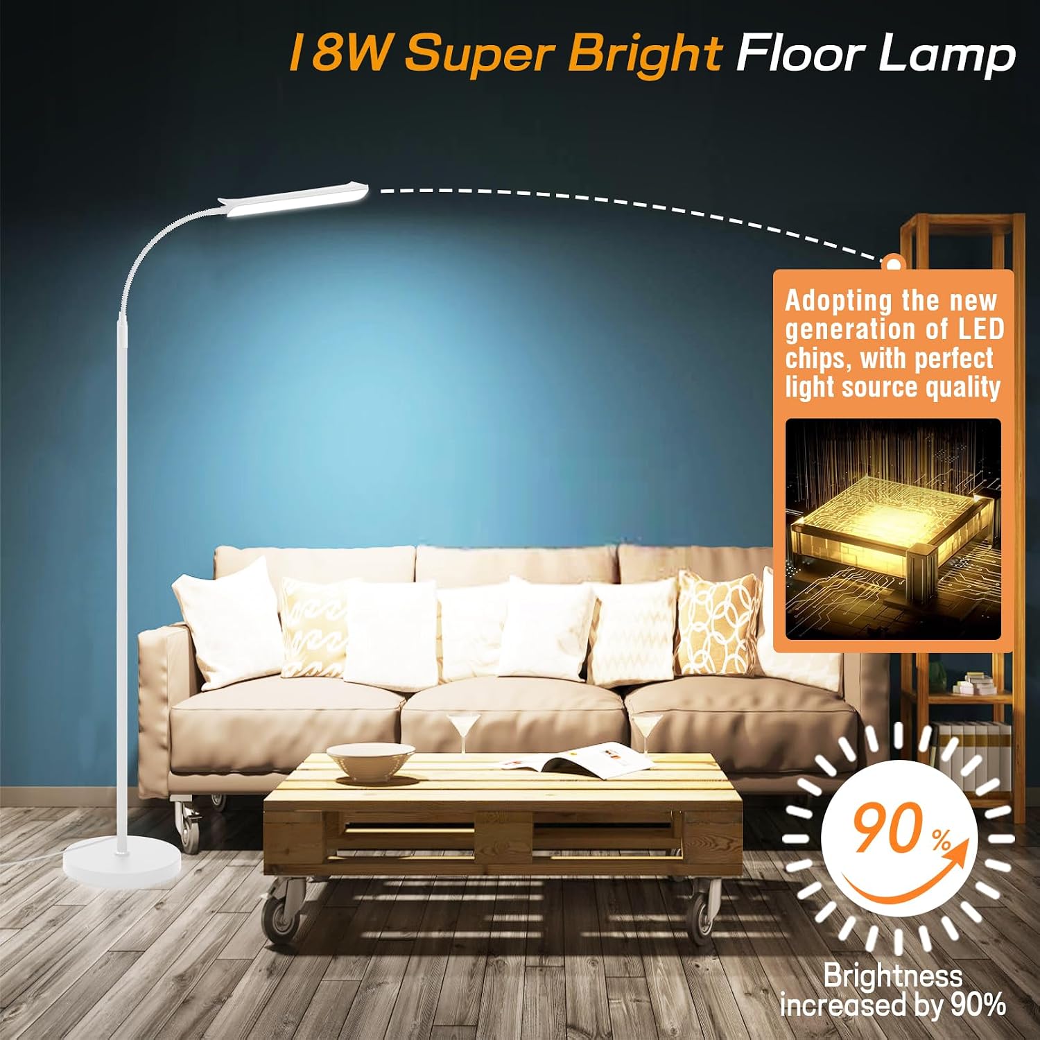 Detalle de marctronic Weiß LED Stehlampe 18 W dimmbar