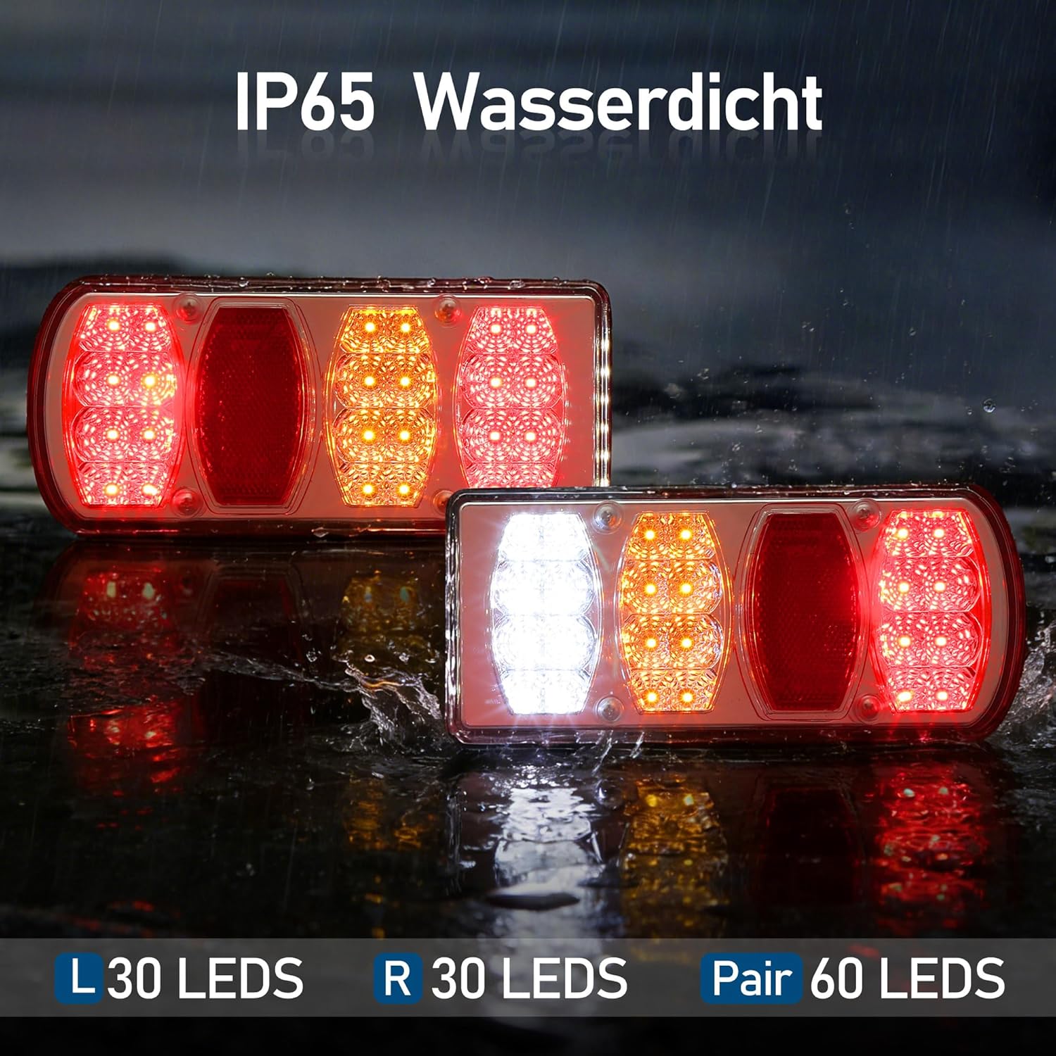 Detalle de DARKGUARD LED Trailer Tail Lights 12V/24V – 7 Functions, IP65, 5-Pin Bayonet Connector