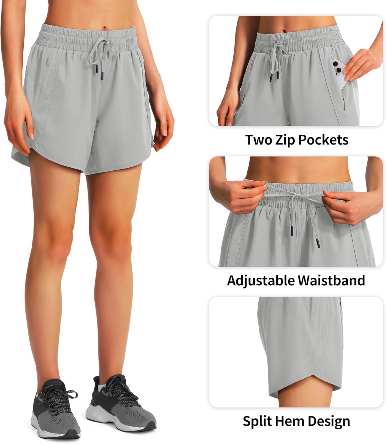 Thumbnail 4 de Ksmien Women’s 5-Inch Quick-Dry Running Shorts with Zipper Pockets and UPF 50+