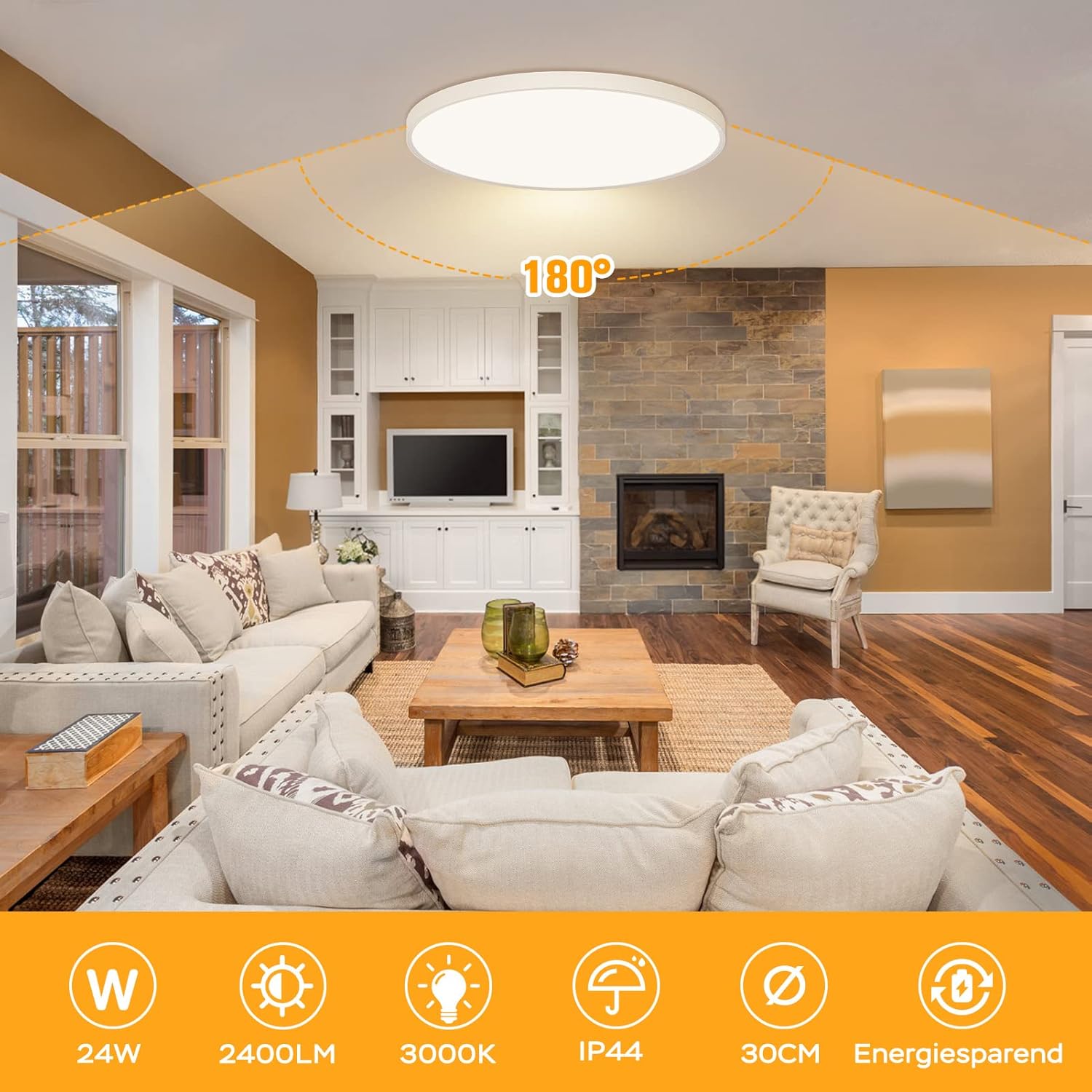 Detalle 2 de OUILA LED Deckenleuchte Flach Rund 24W 3000K
