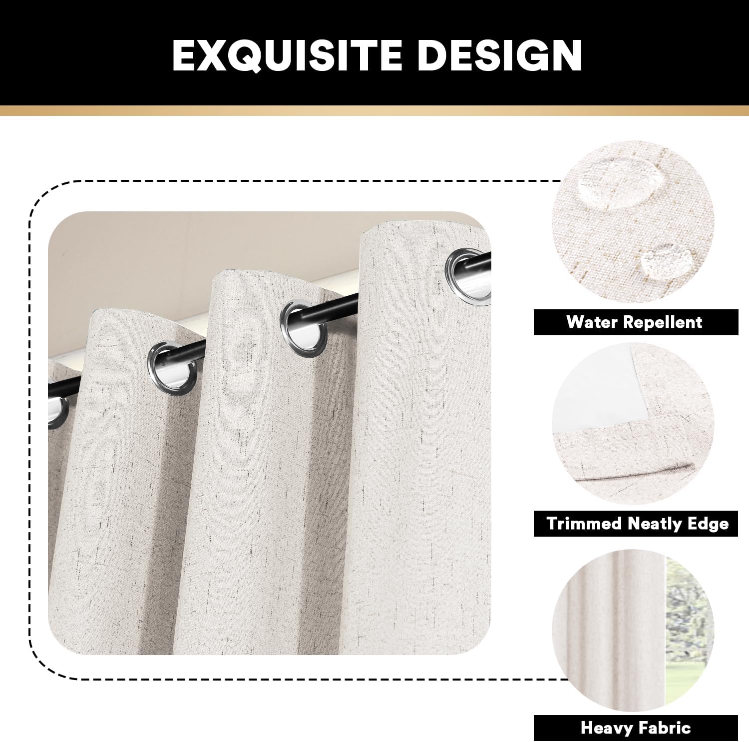 Detalle 2 de PrinceDeco Blackout Curtains 108-inch