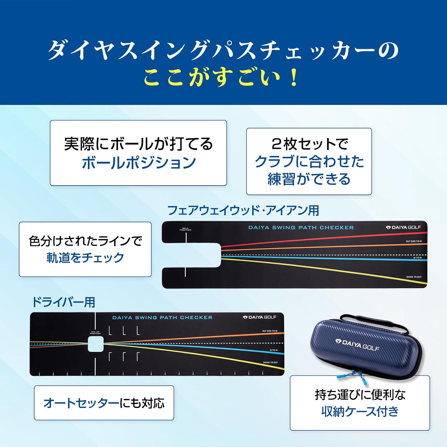 Thumbnail 2 de ダイヤゴルフ ダイヤパスチェッカー TR-5016 スイング練習マット 専用ケース付き