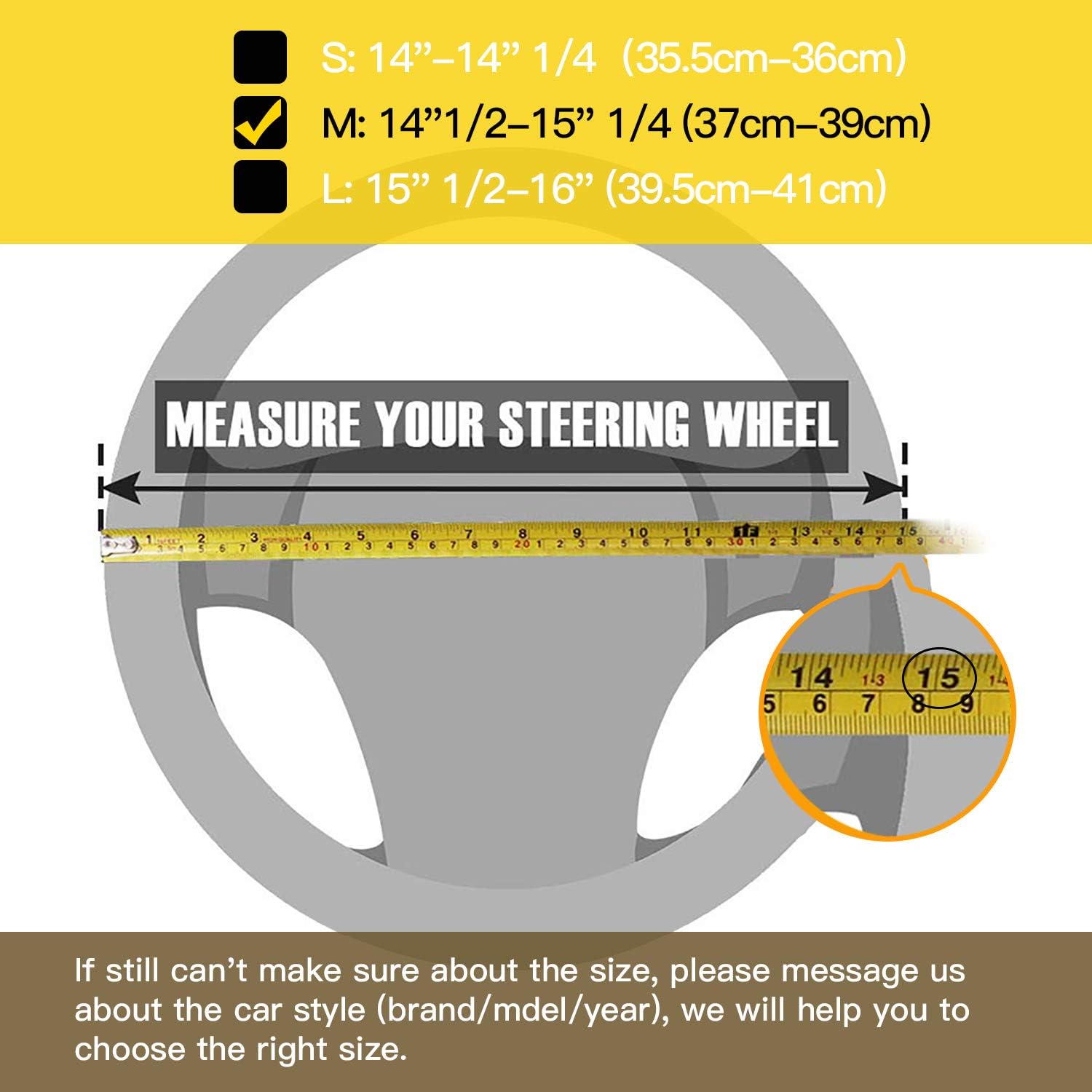 Thumbnail 5 de Valleycomfy Steering Wheel Cover 15 Inch